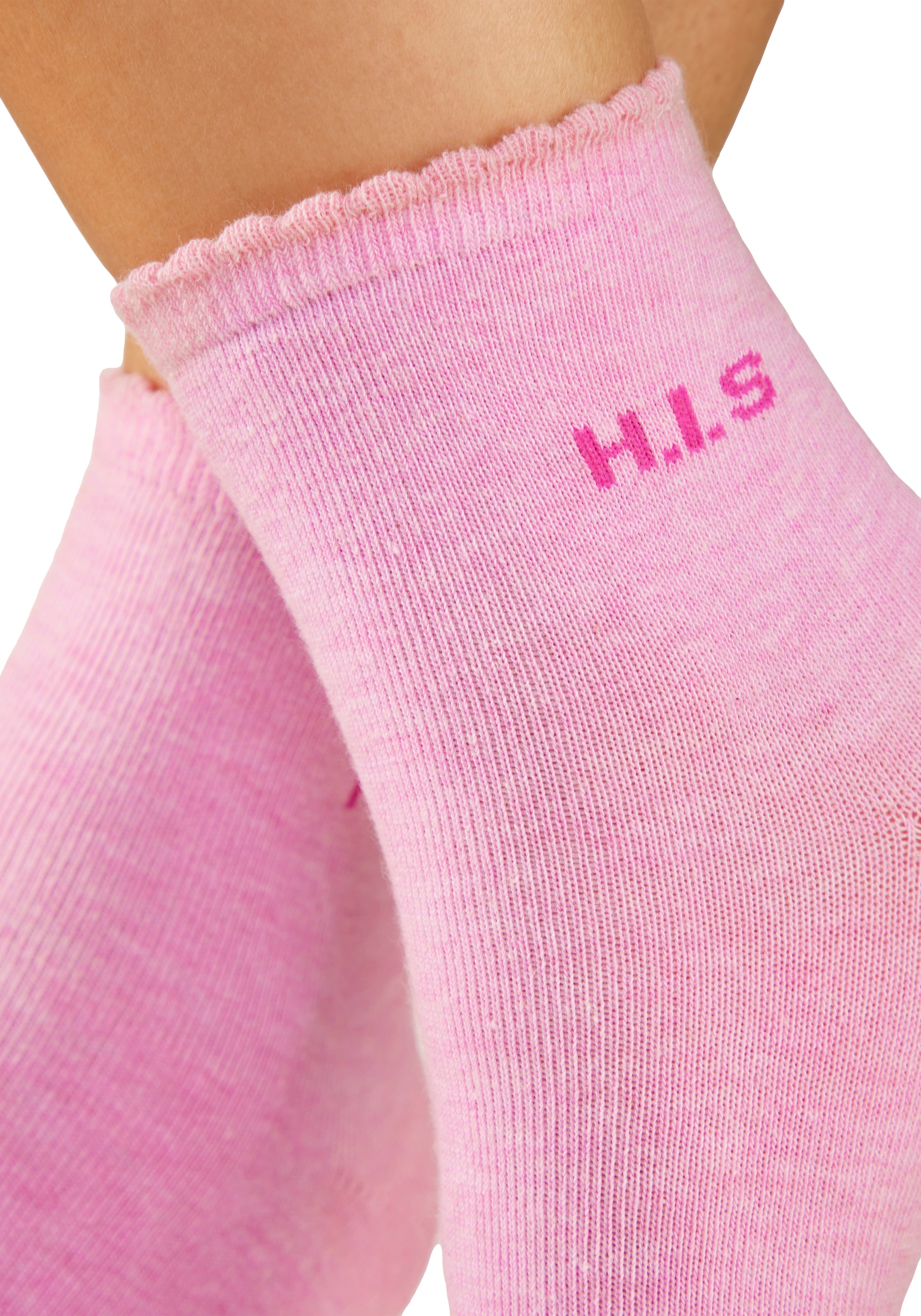H.I.S Chaussettes courtes »Damen uni und meliert für die ganze Woche« Paquet, 7 Couple tlg. avec un bord-côte ondulé