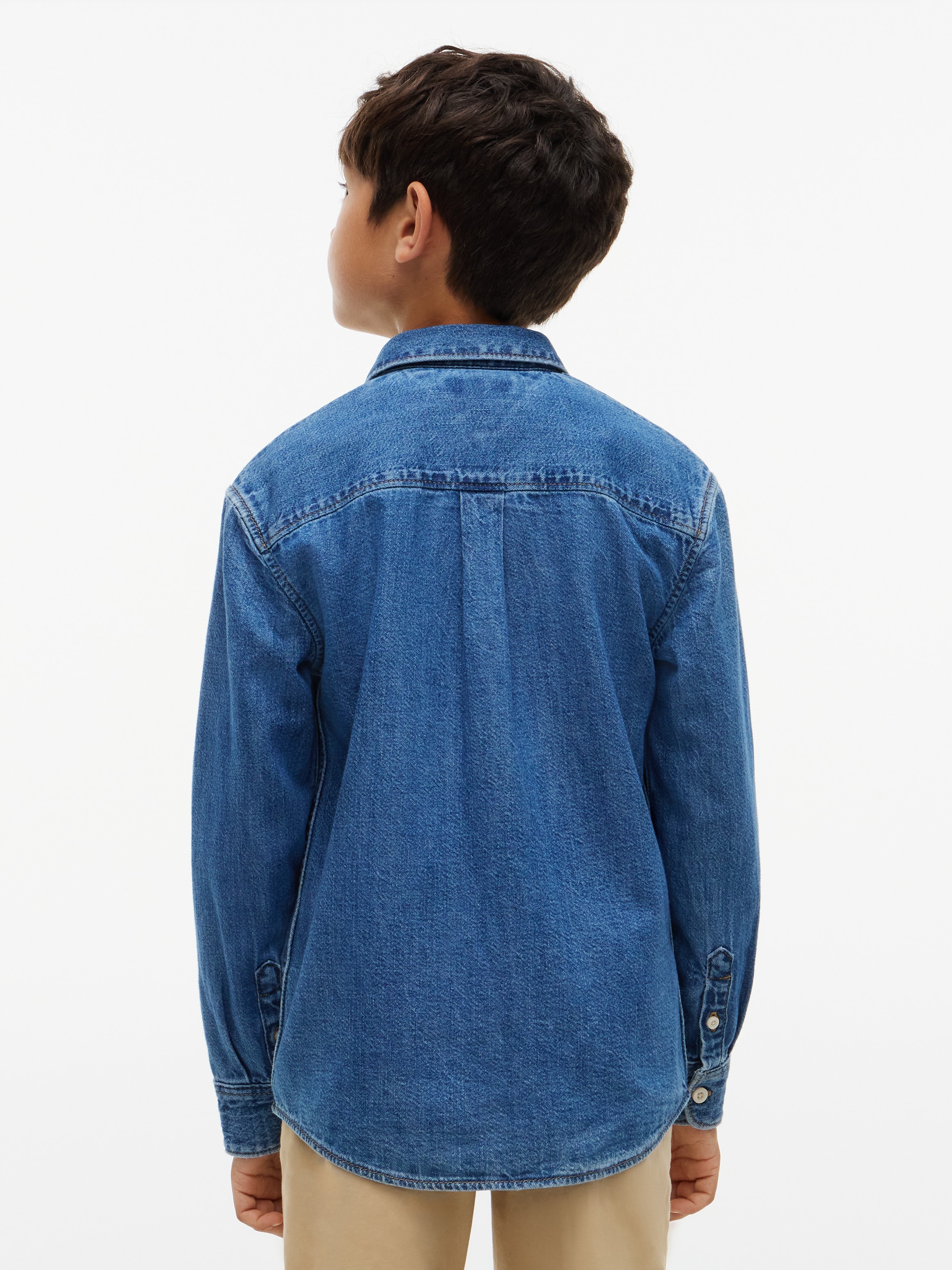 Tommy Hilfiger Chemise en jean Button-down-Kragen, Regular Fit, Brusttasche, Kinder bis 16 Jahre