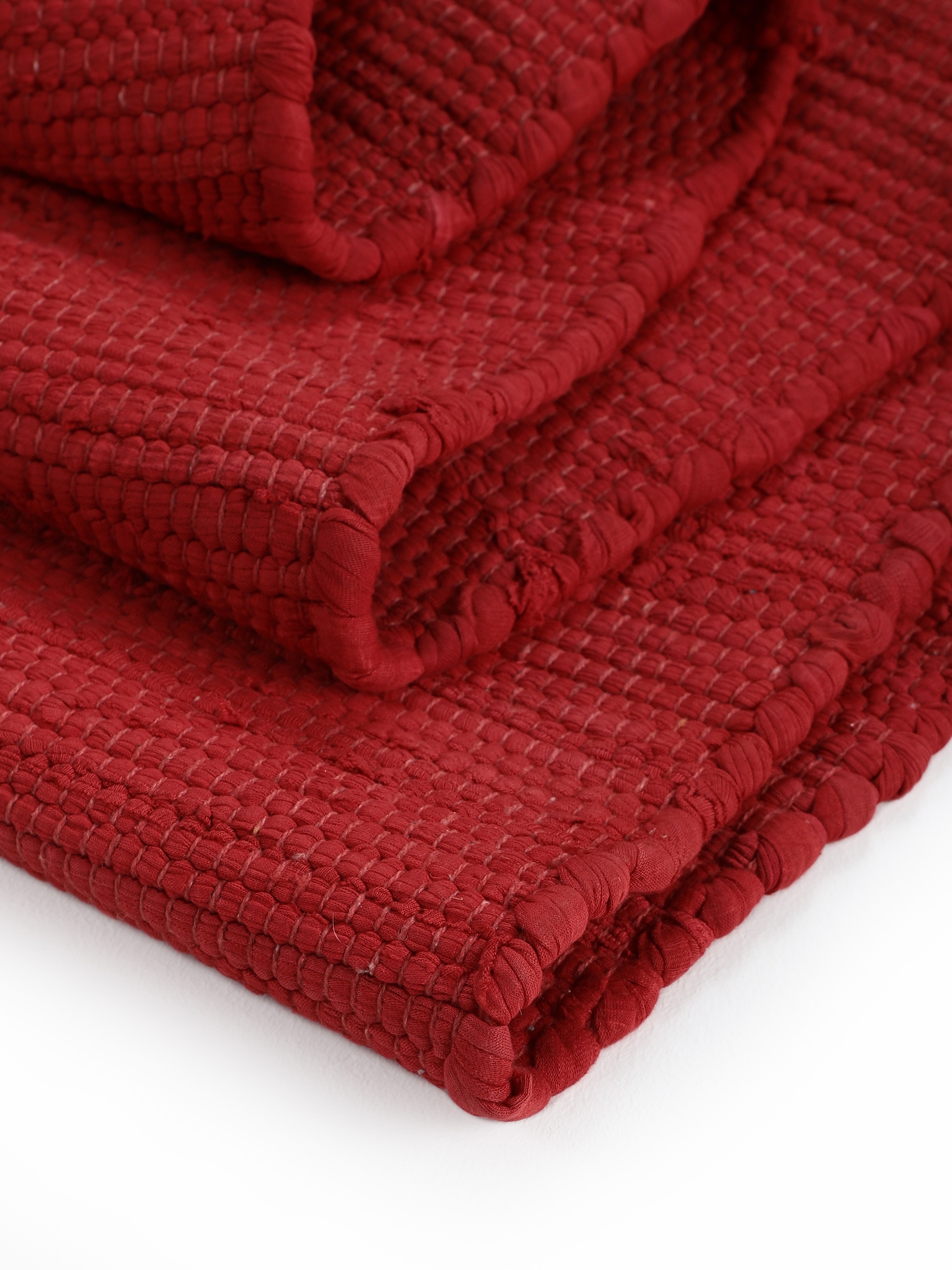 carpetfine Teppich »Kelim Chindi uni, auch als Läufer«, rechteckig, 5 mm Höhe, Wendeteppich, reine Baumwolle, handgewebt, Uni-Farben, mit Fransen