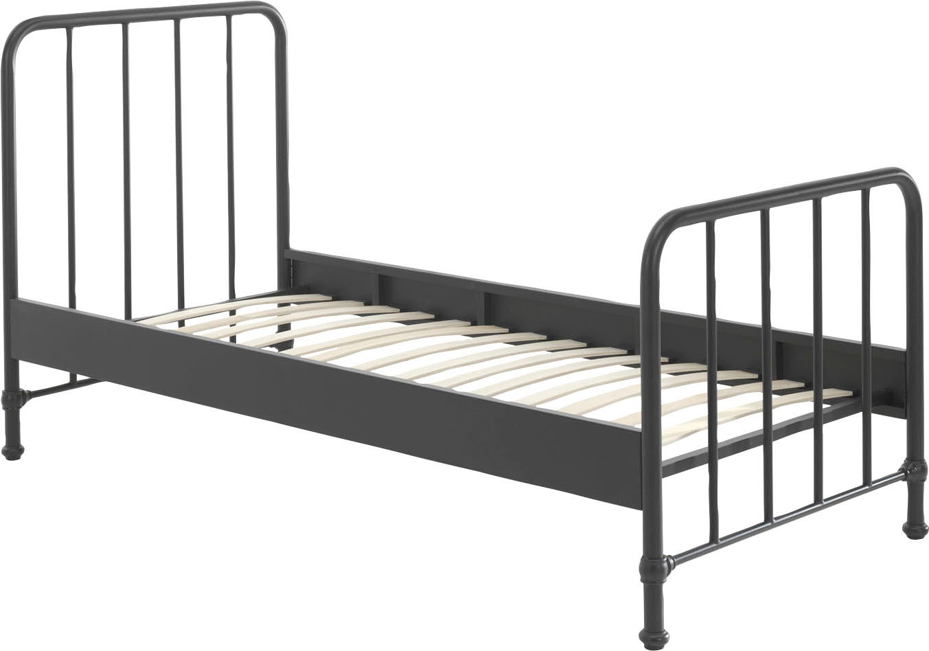 Vipack Lit pour adolescents »Bronxx, Einzelbett 90/200, sehr stabil, romantische Optik« L/H/P env. 96,5x110x206 cm, avec sommier à lattes, dégagement au sol,  Surface revêtue par poudre, plusieurs couleurs au choix