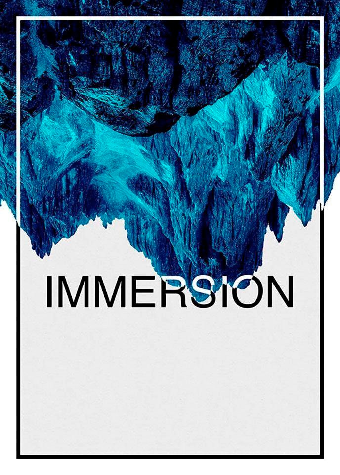 Image of Komar Bild "Immersion Blue" Abstrakt Sprüche & Texte 1 Stk. tlg. Wandbild zur Dekoration - ohne Rahmen