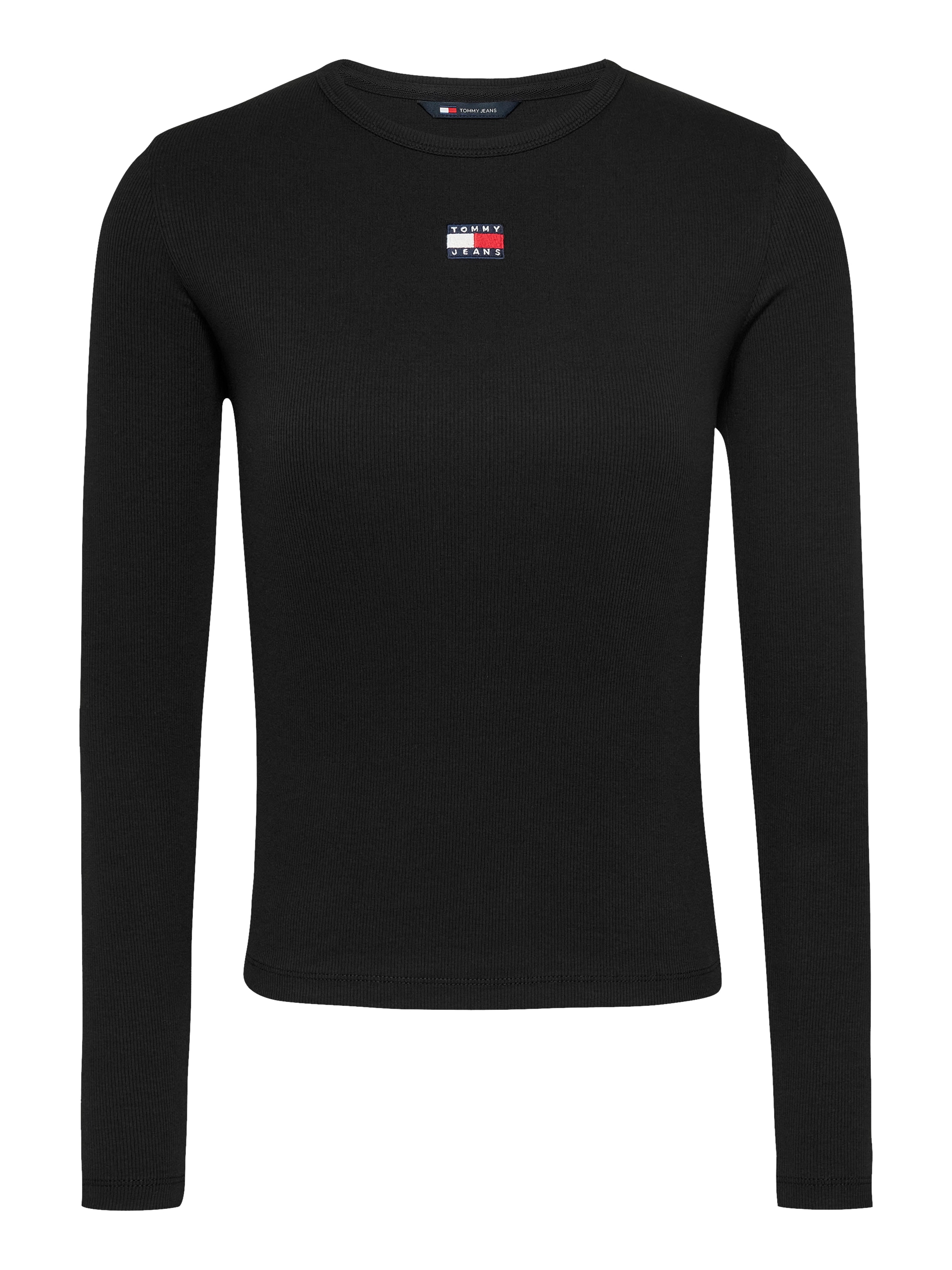 Tommy Jeans Curve Langarmshirt »TJW SLIM LS BADGE TEE EXT«, in Grossen Grössen, Badge, Langarm