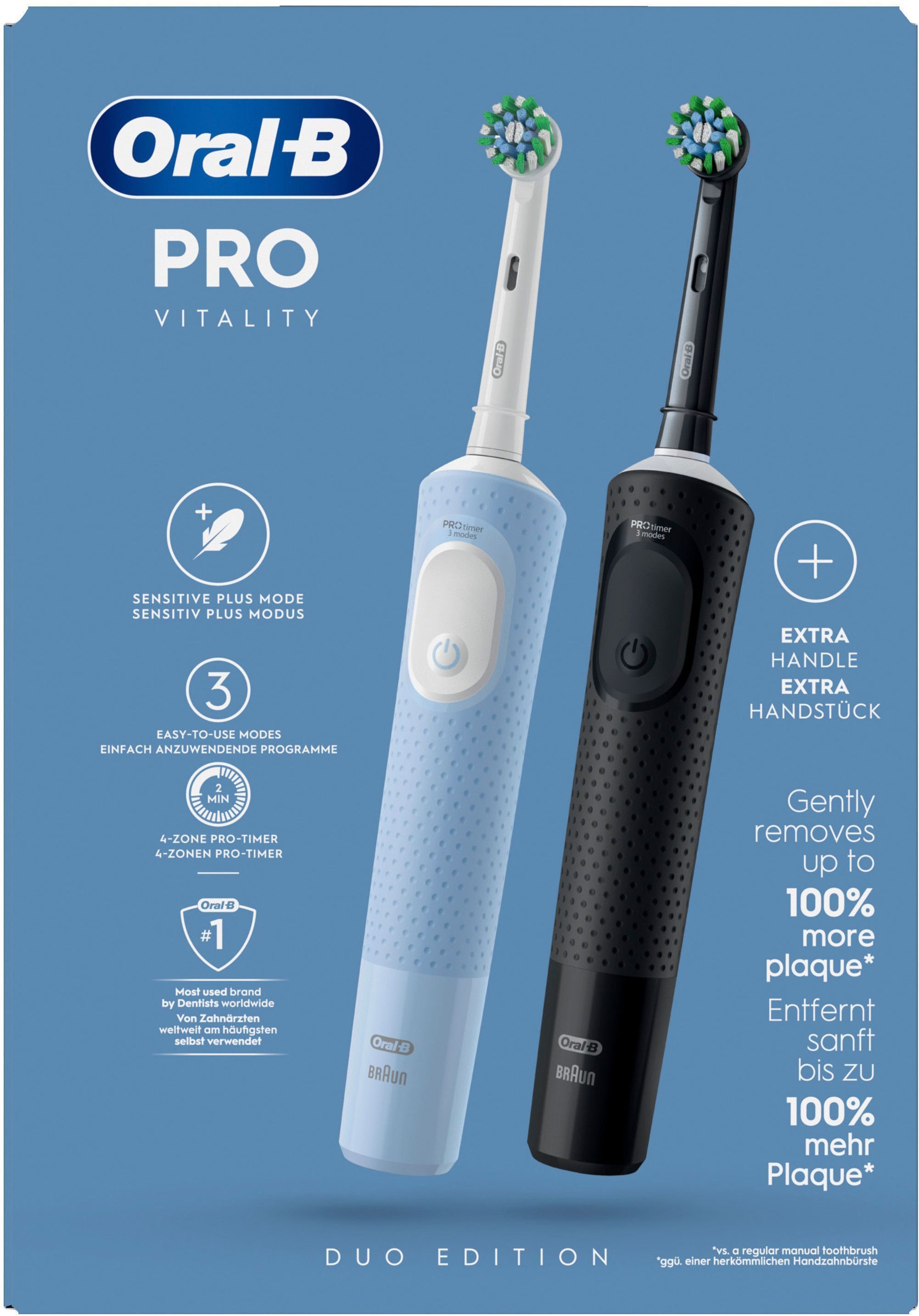 Oral-B Brosse à dents électrique »Vitality Pro Doppelpack« 2 cuis Aufsteckbürsten poils indicateurs