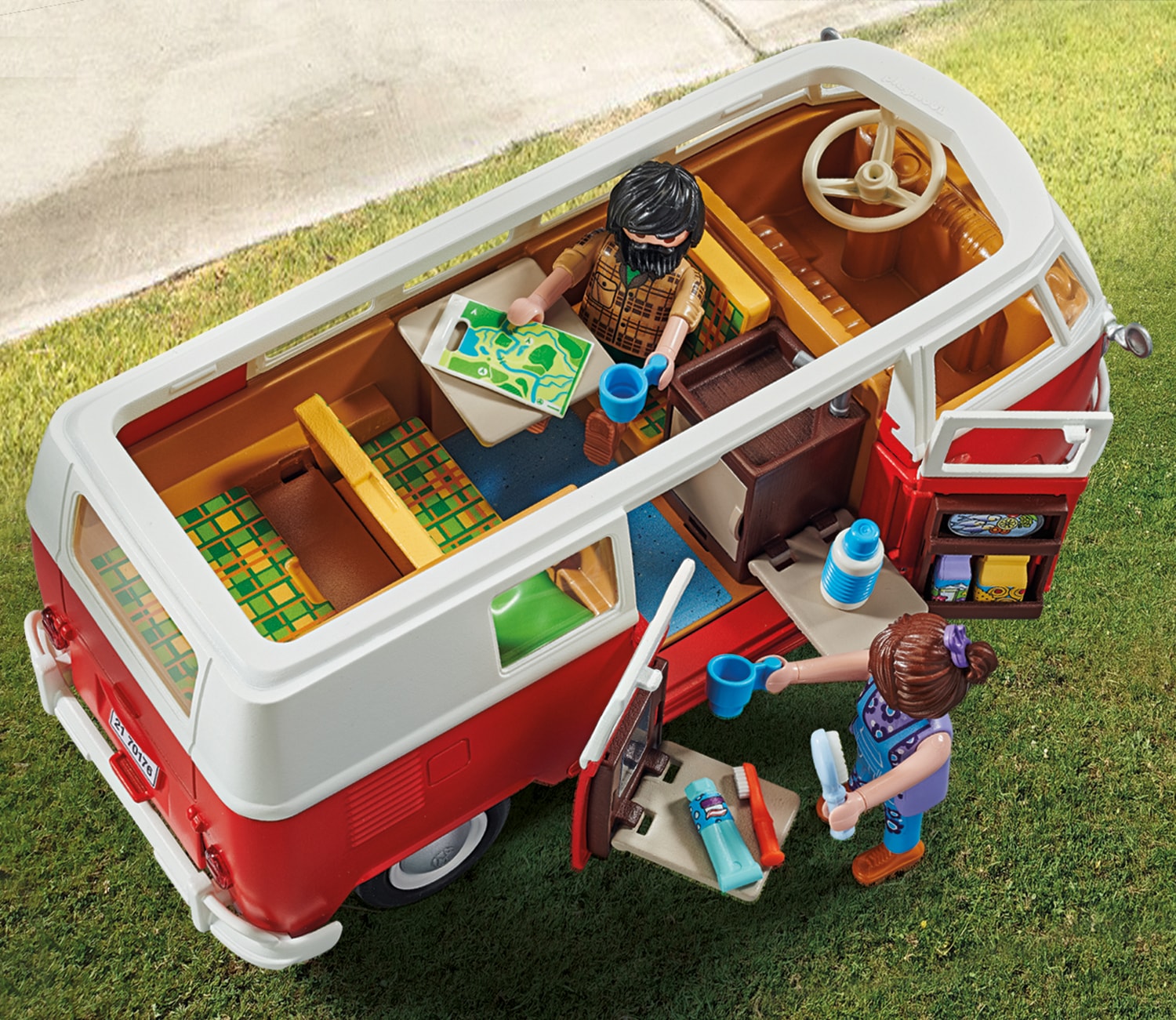 Playmobil® Konstruktions-Spielset »Volkswagen T1 Camping Bus (70176) VW Lizenz«, (74 St.)