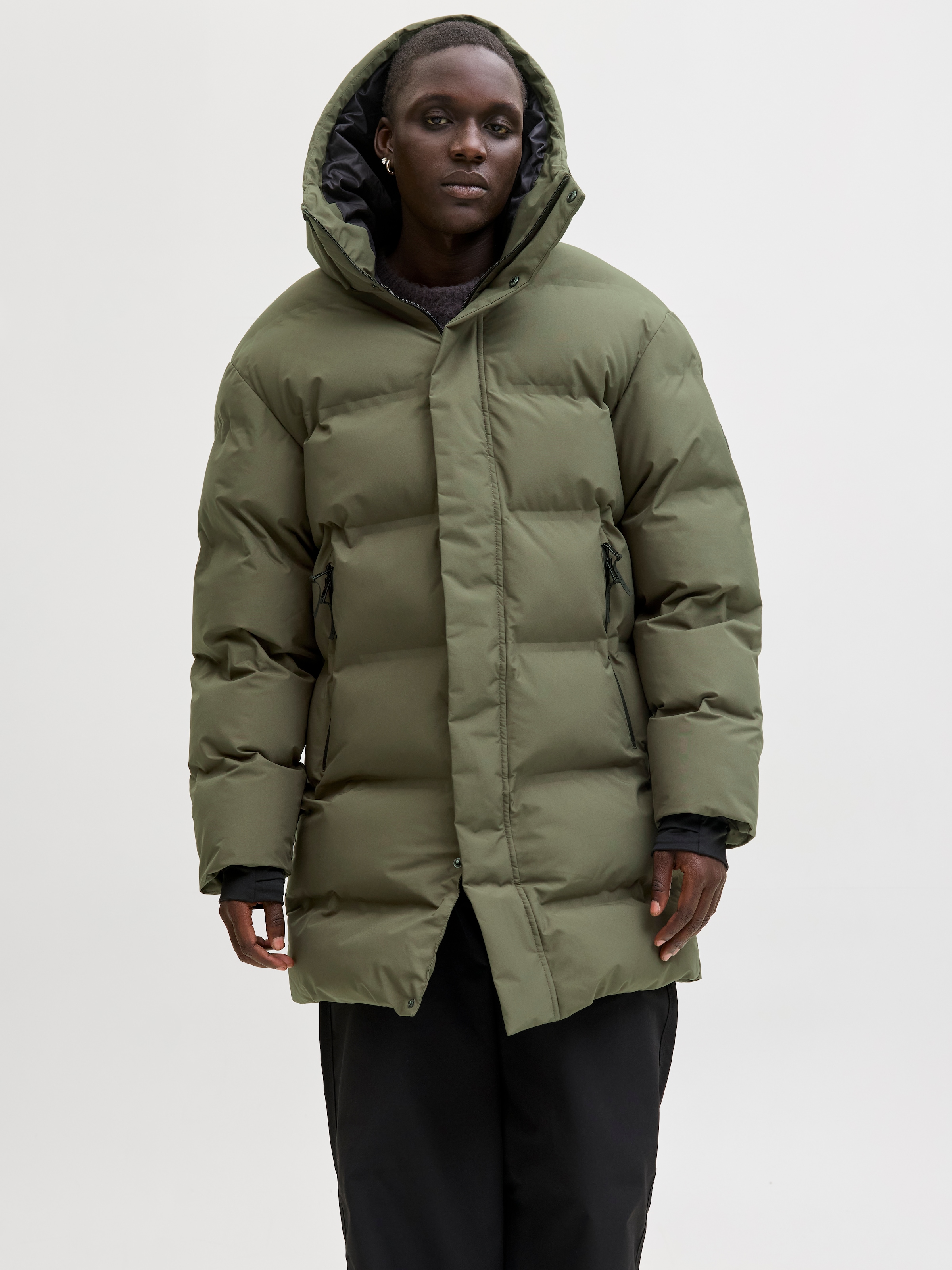 Image of Jack & Jones Steppjacke "JCOFUSION LONG PUFFER JACKET" mit Kapuze in langer Form