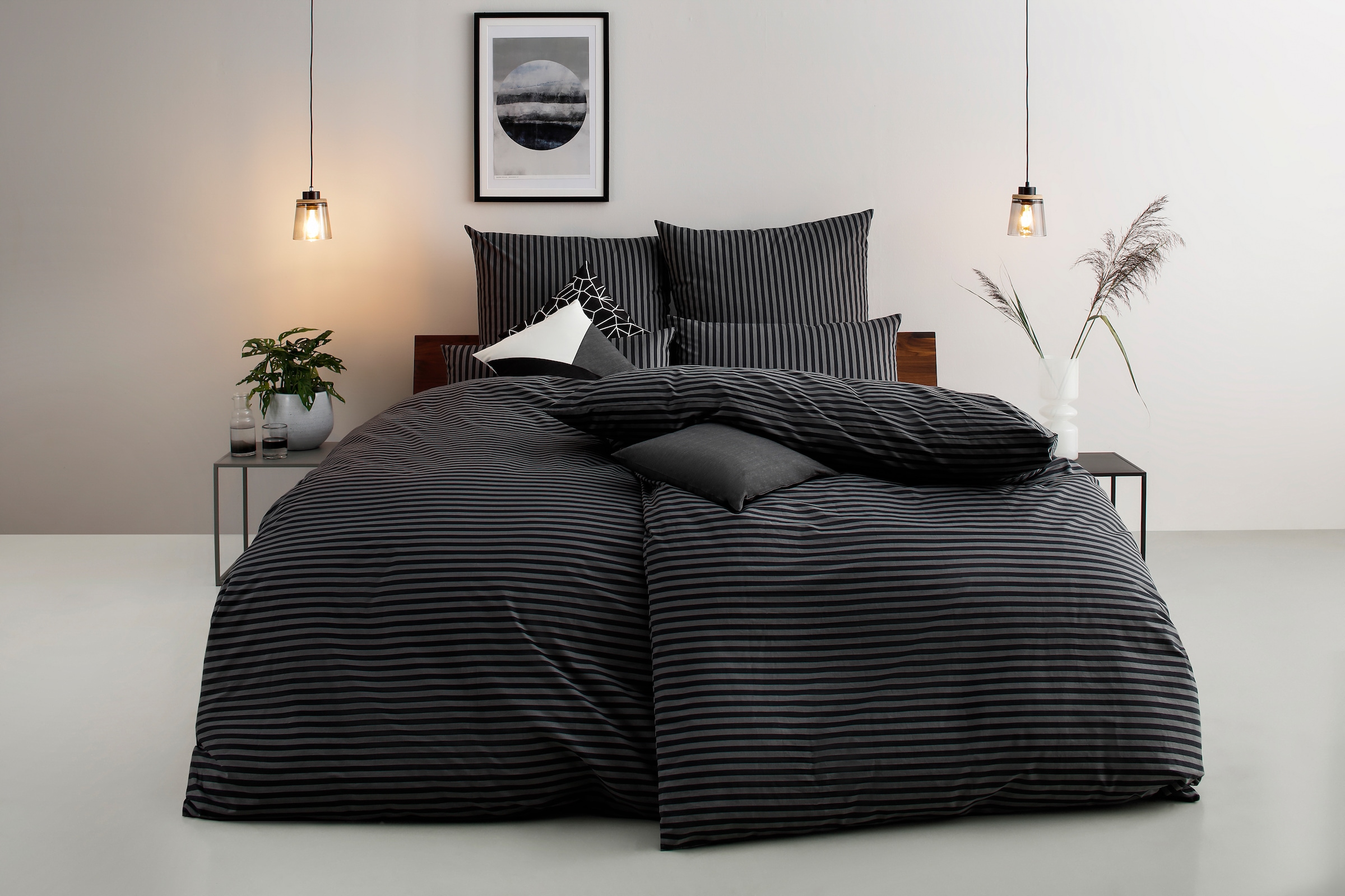 Bruno Banani Bettwäsche »Jassen in Gr. 135x200 oder 155x220 cm«, (2 tlg.),  moderne Bettwäsche aus Baumwolle, Bettwäsche mit Streifen-Design  versandkostenfrei auf