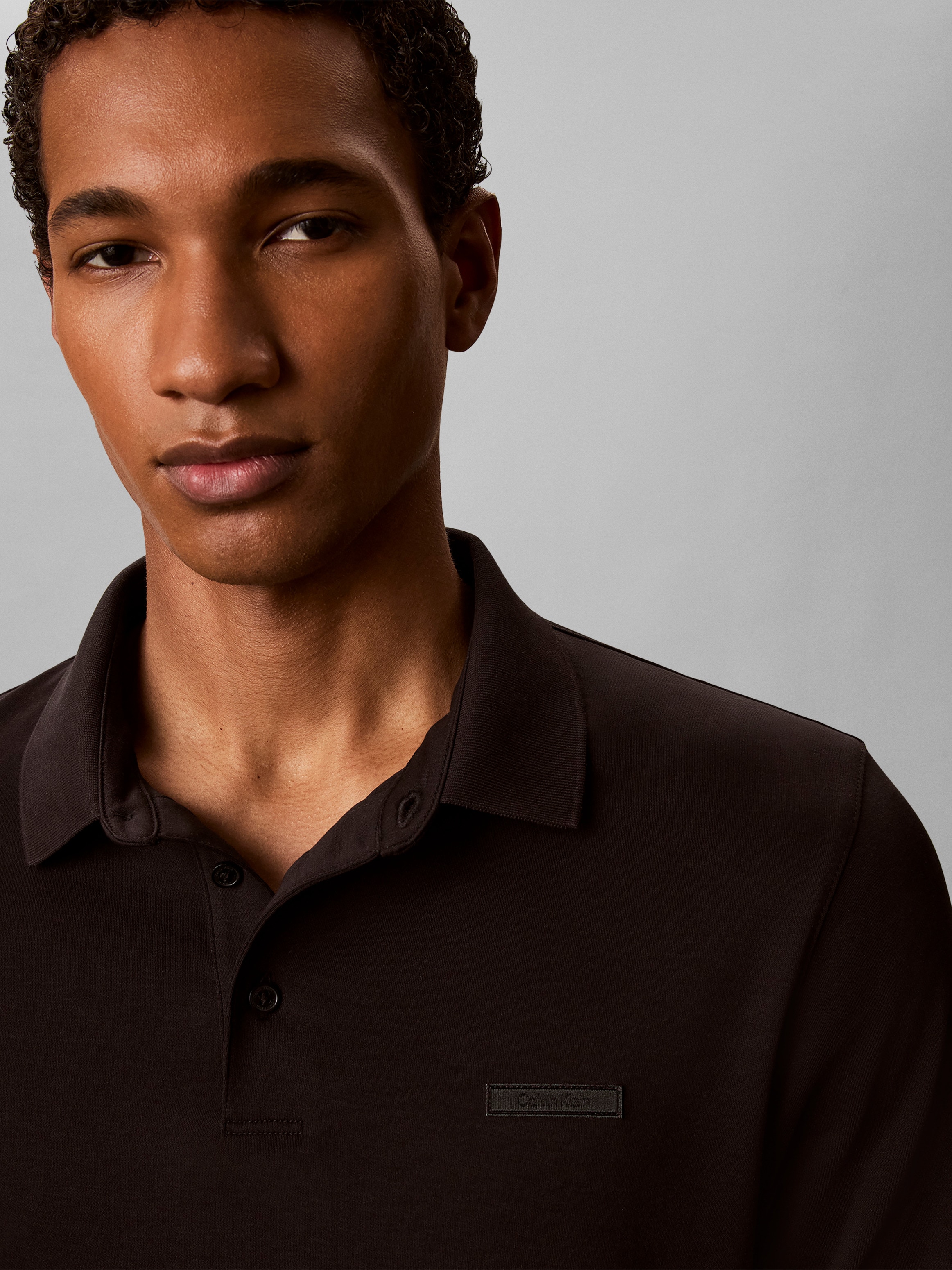 Calvin Klein Polo à manches longues Col polo, coupe slim, coton pur