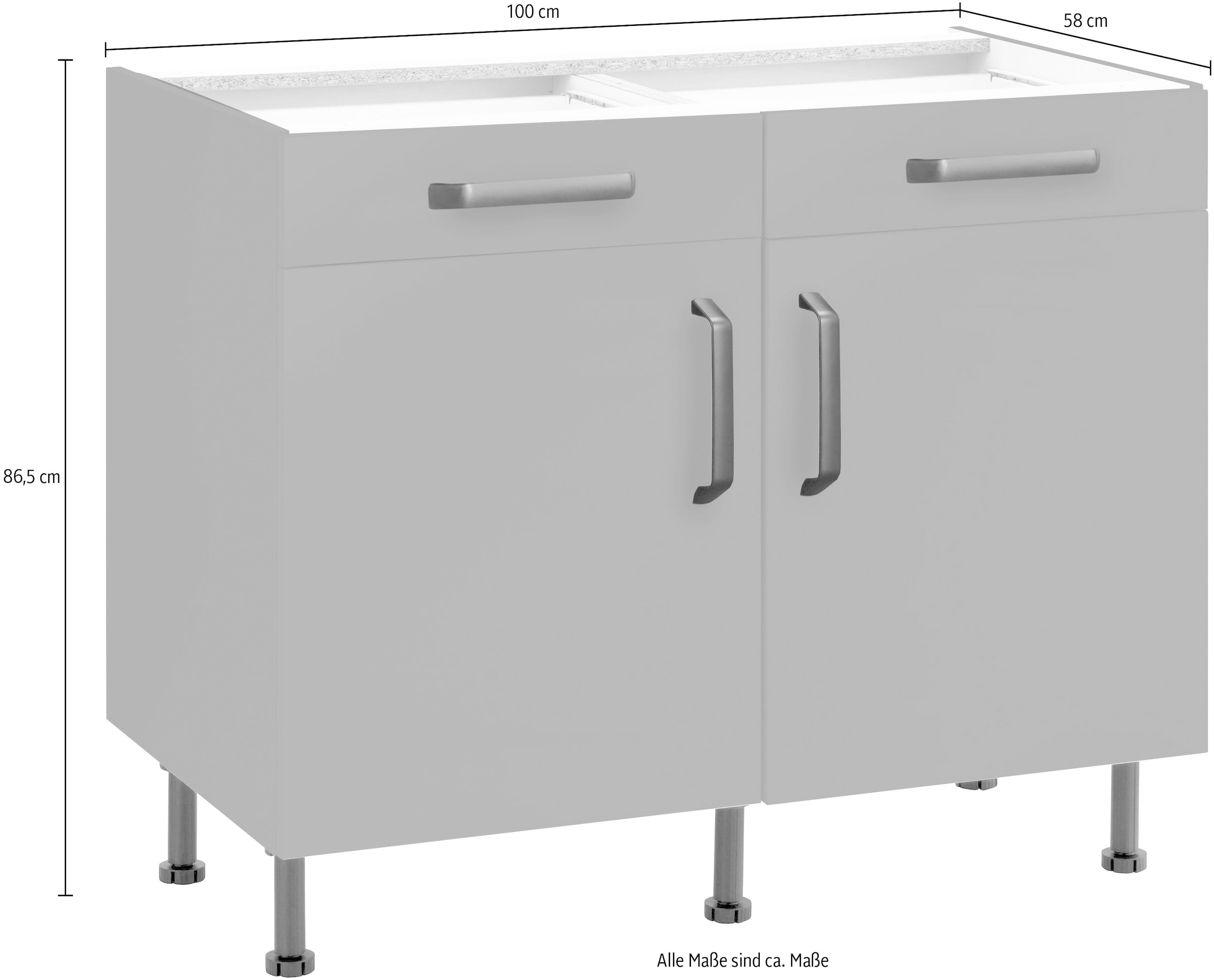 wiho Küchen Unterschrank »Simi«, Soft-Close-Funktion in Schubkästen und Auszügen, verstellbare Füsse