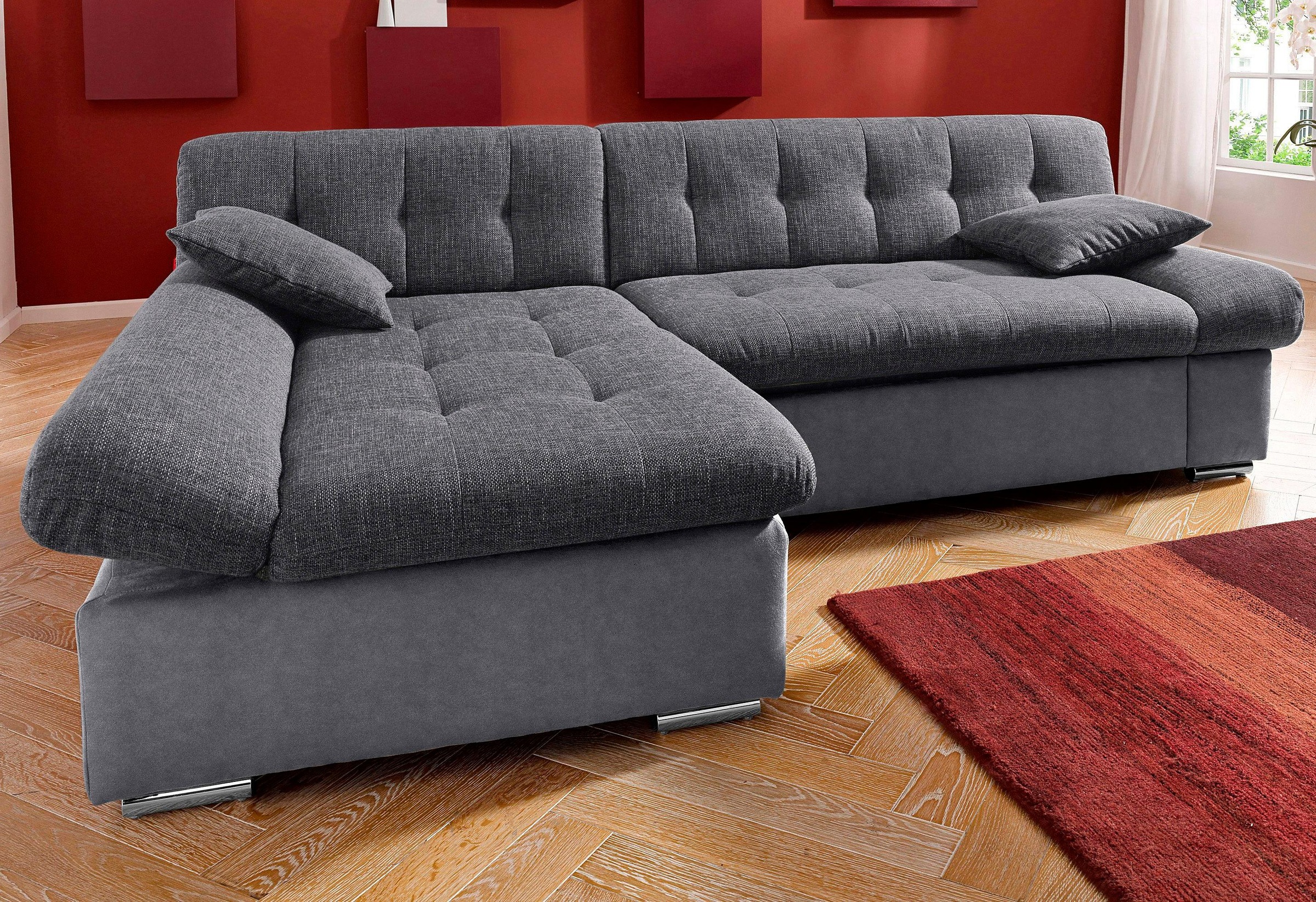 TRENDMANUFAKTUR Ecksofa »Reggae, modern und bequem, aktueller Materialmix, L-Form«, inkl. verstellbare Armlehne, wahlweise mit Bettfunktion