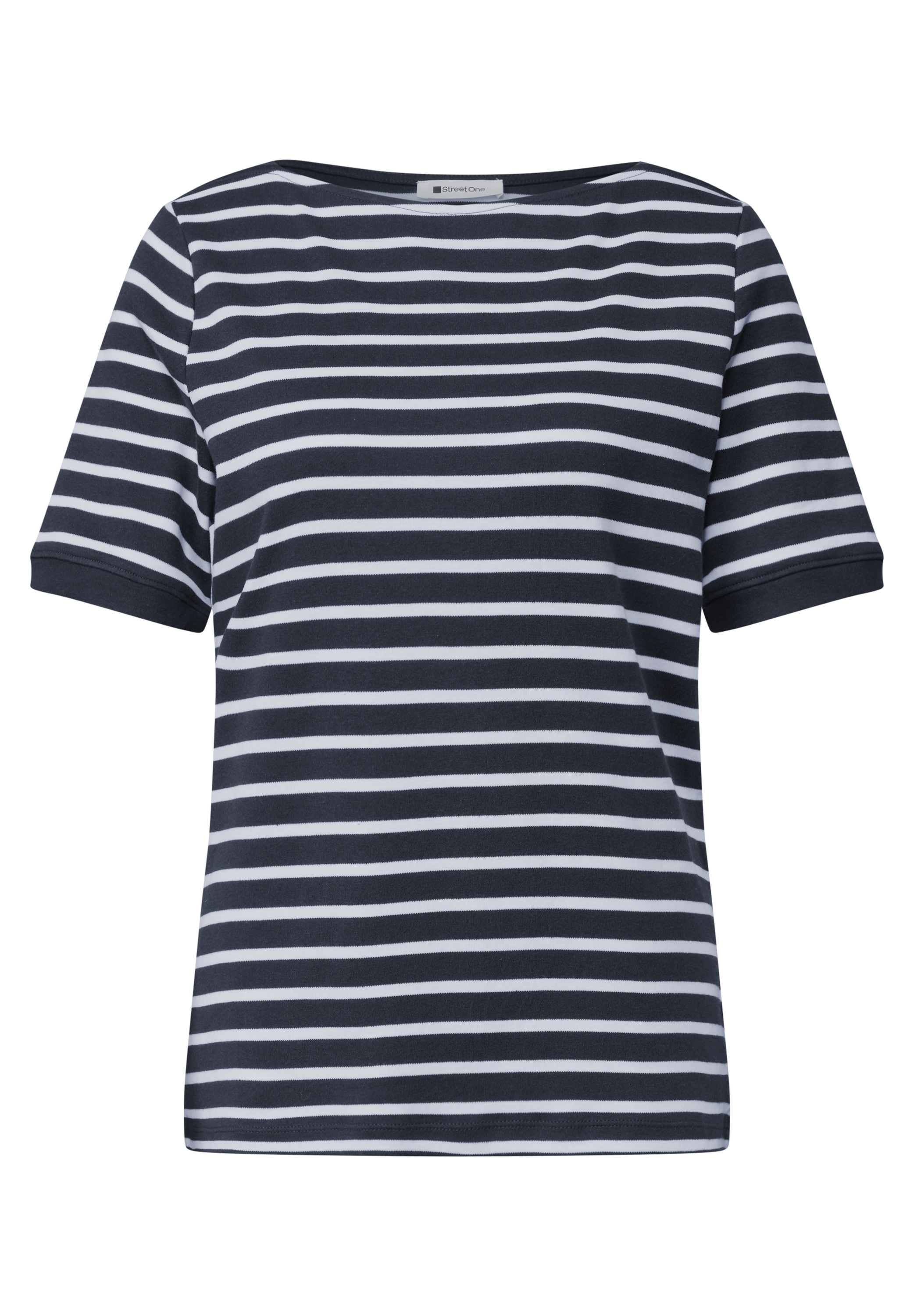 STREET ONE Shirt à col rond t-shirt d'été avec encolure bateau et rayures