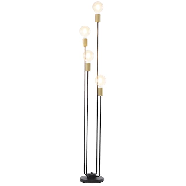 ♕ Leonique Stehlampe »Jarla«, 4 flammig-flammig, Stehleuchte mit  goldfarbenen/schwarzen Fassungen, Höhe 137 cm versandkostenfrei auf