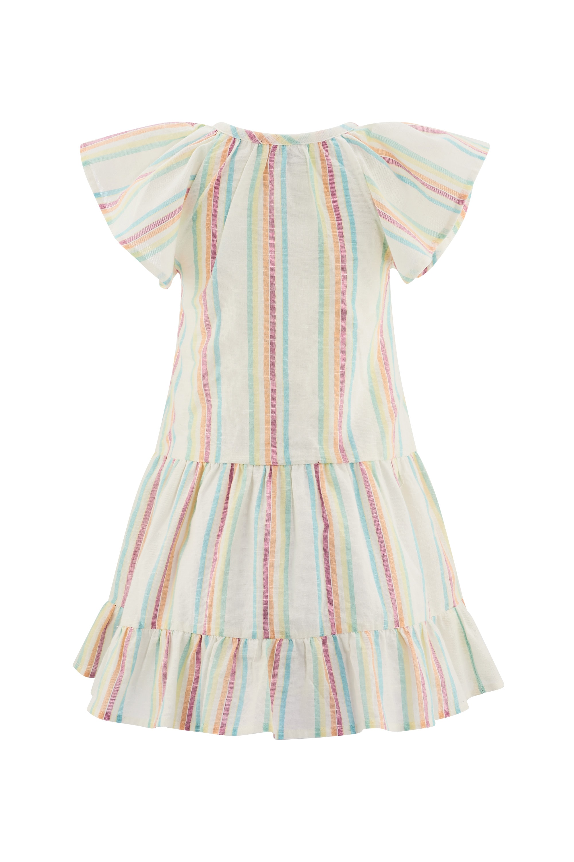 happy girls Robe à volants in Leinen-Optik