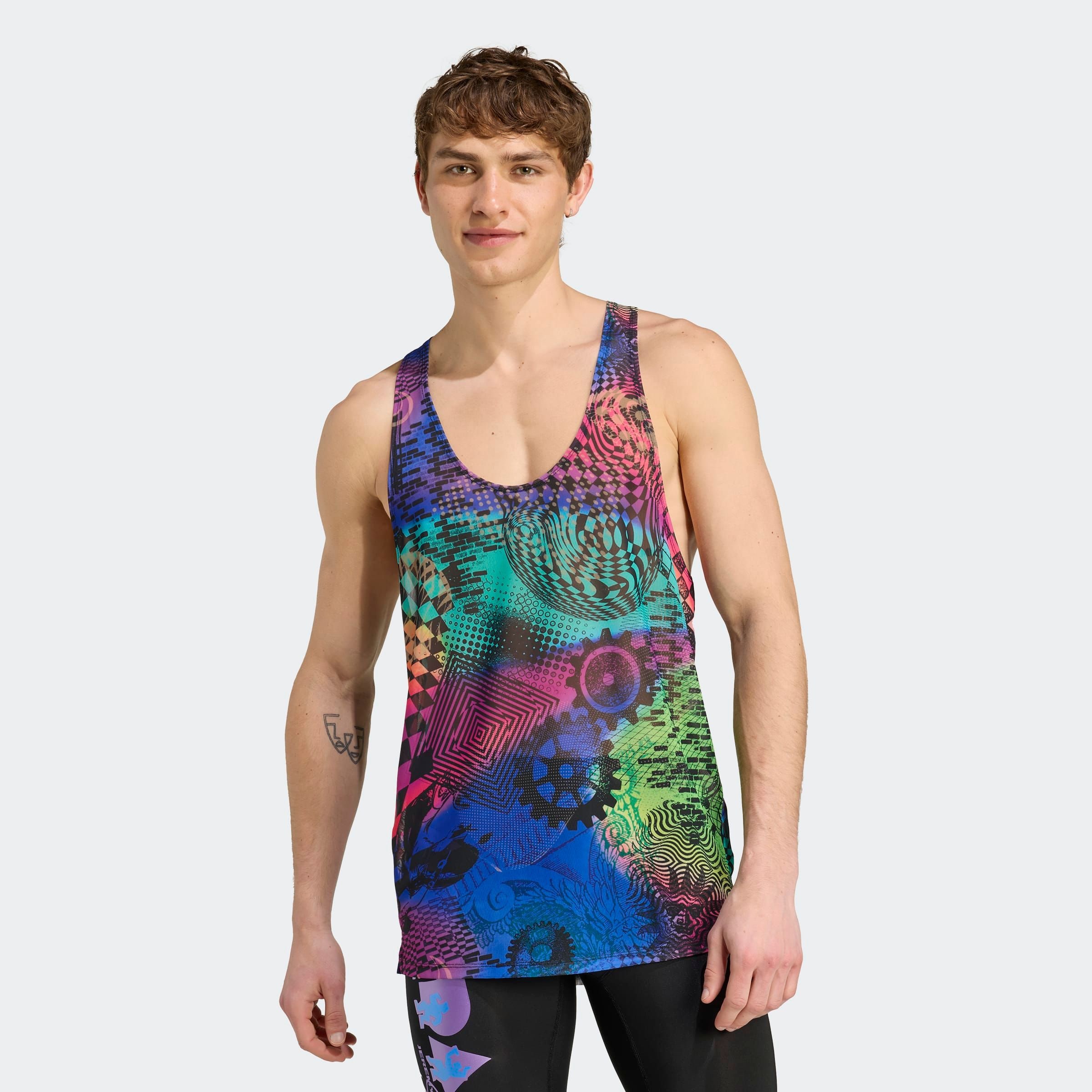 Image of adidas Performance Tanktop "ADIDAS X JEREMY SCOTT ALLOVER-PRINT" schmal geschnitten, aus Mesh-Material, mit Elasthan-Anteil