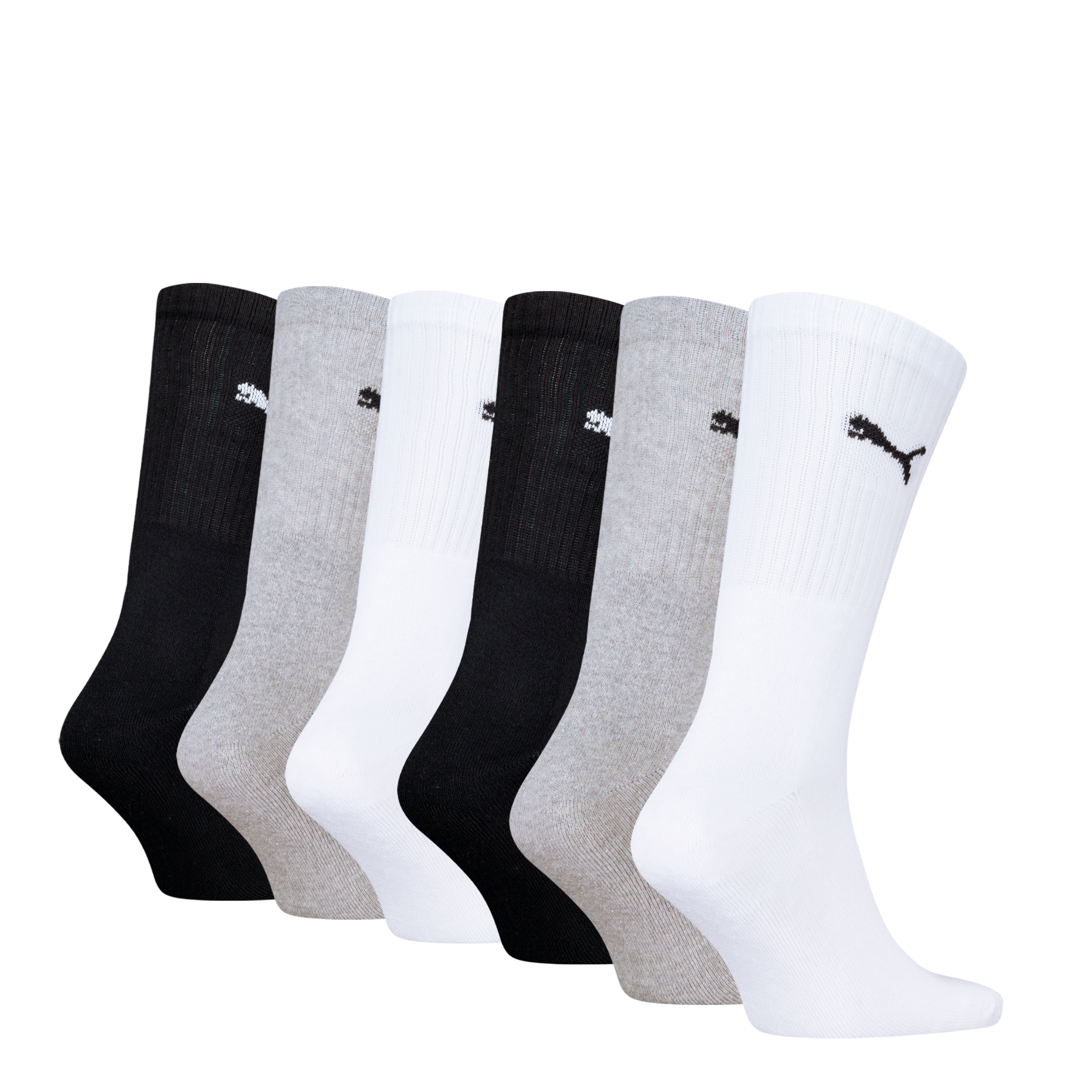 PUMA Sportsocken »PUMA UNISEX CREW SOCK 6P ECOM«, (6 Paar), Cat-Logo, Frottee-Sohle, Ripp-Bündchen