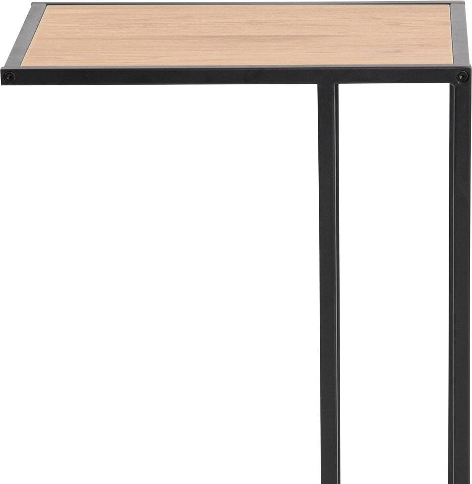 ACTONA GROUP Table d'appoint »Seaford, Rechteckig, Scandi Design, matte Wildeichenoptik, Modern« Table de salon, petite table, pieds en métal noir mat, H : 63 cm
