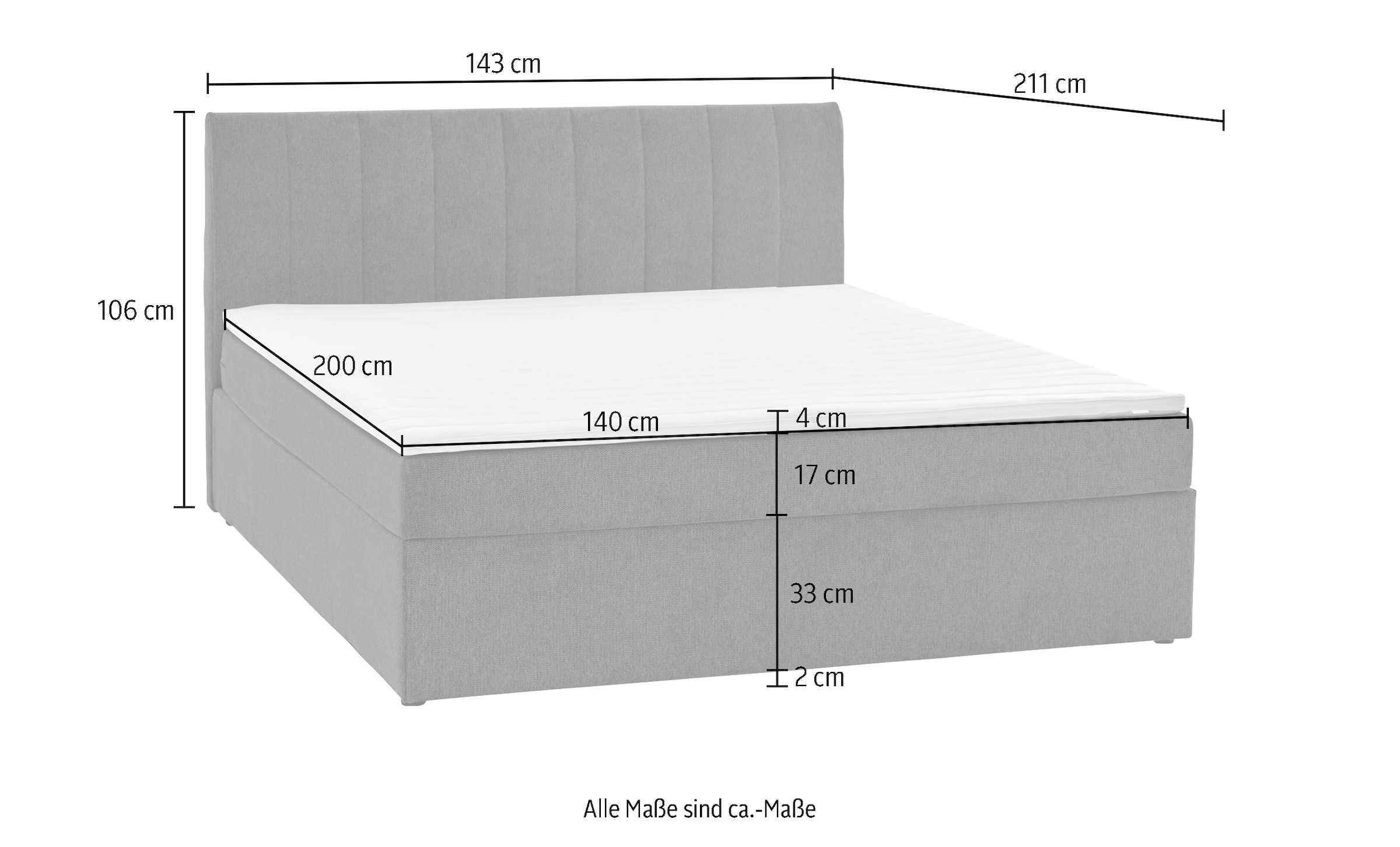 ATLANTIC home collection Boxbett Alva, wahlweise mit Matratze und Topper