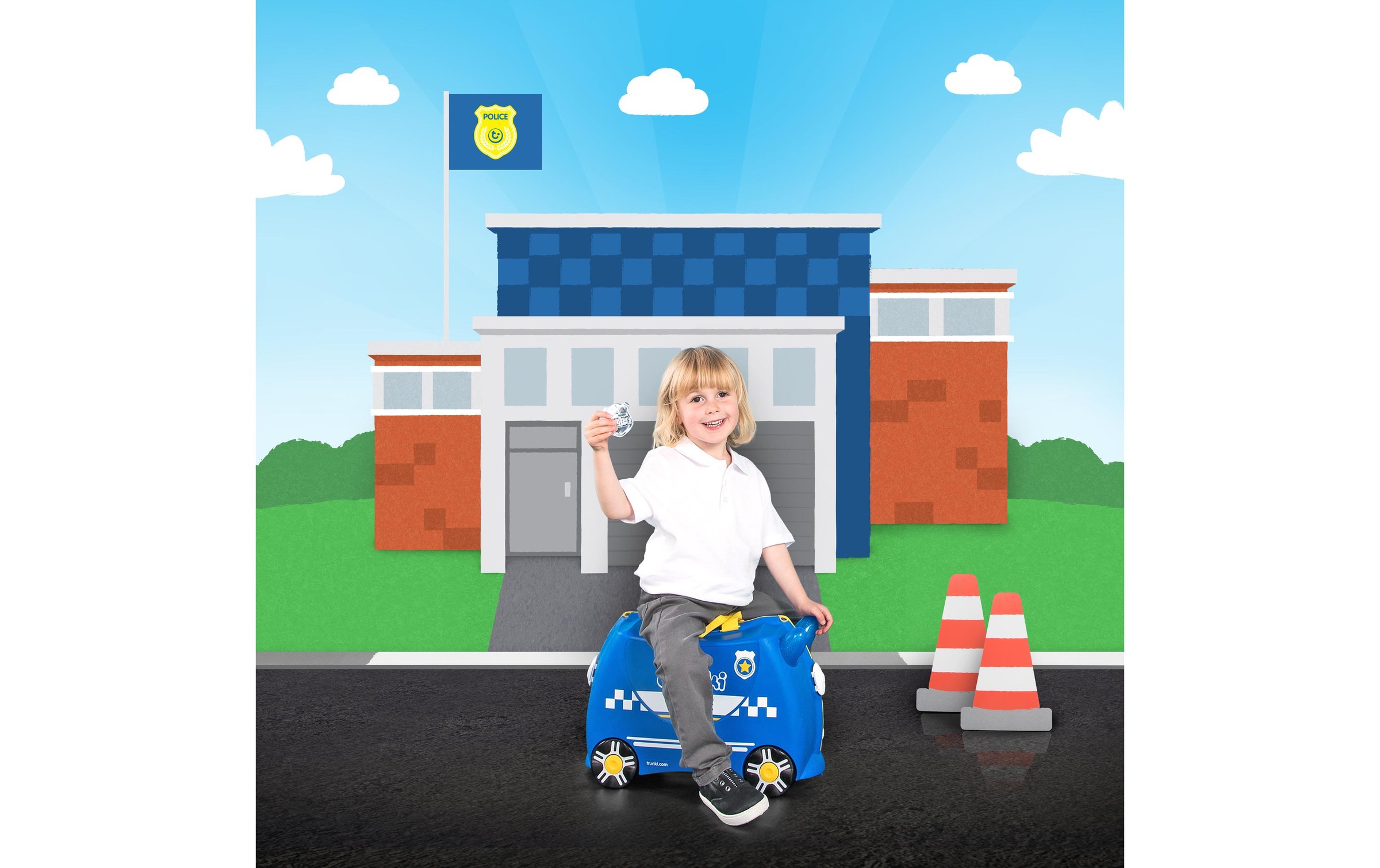 TRUNKI Trolley »Polizei Blau«, 4 Rollen