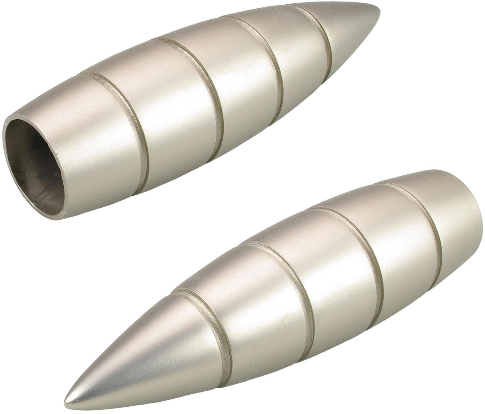 Liedeco Gardinenstangen-Endstück »Bullet mit Rille«, (Set, 2 St.), für Gardinenstangen Ø 16 mm