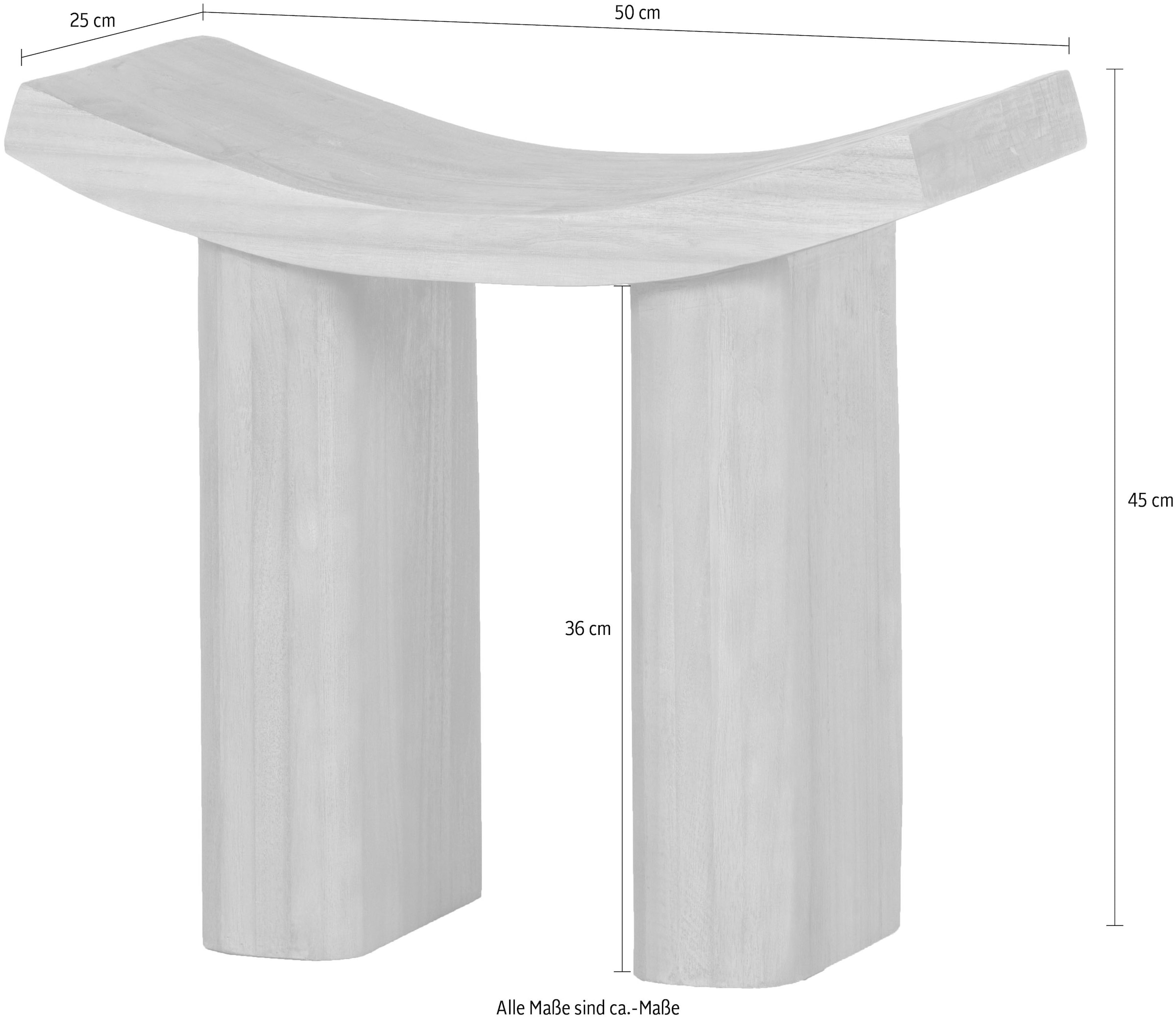WOOOD Hocker »Japan aus Paulowniaholz mit matter Schutzschicht B 50 x T 25 x H 45 cm« Tragkraft 110 kg,Pflegeleicht,sichtbare Maserung, einfach zu montieren