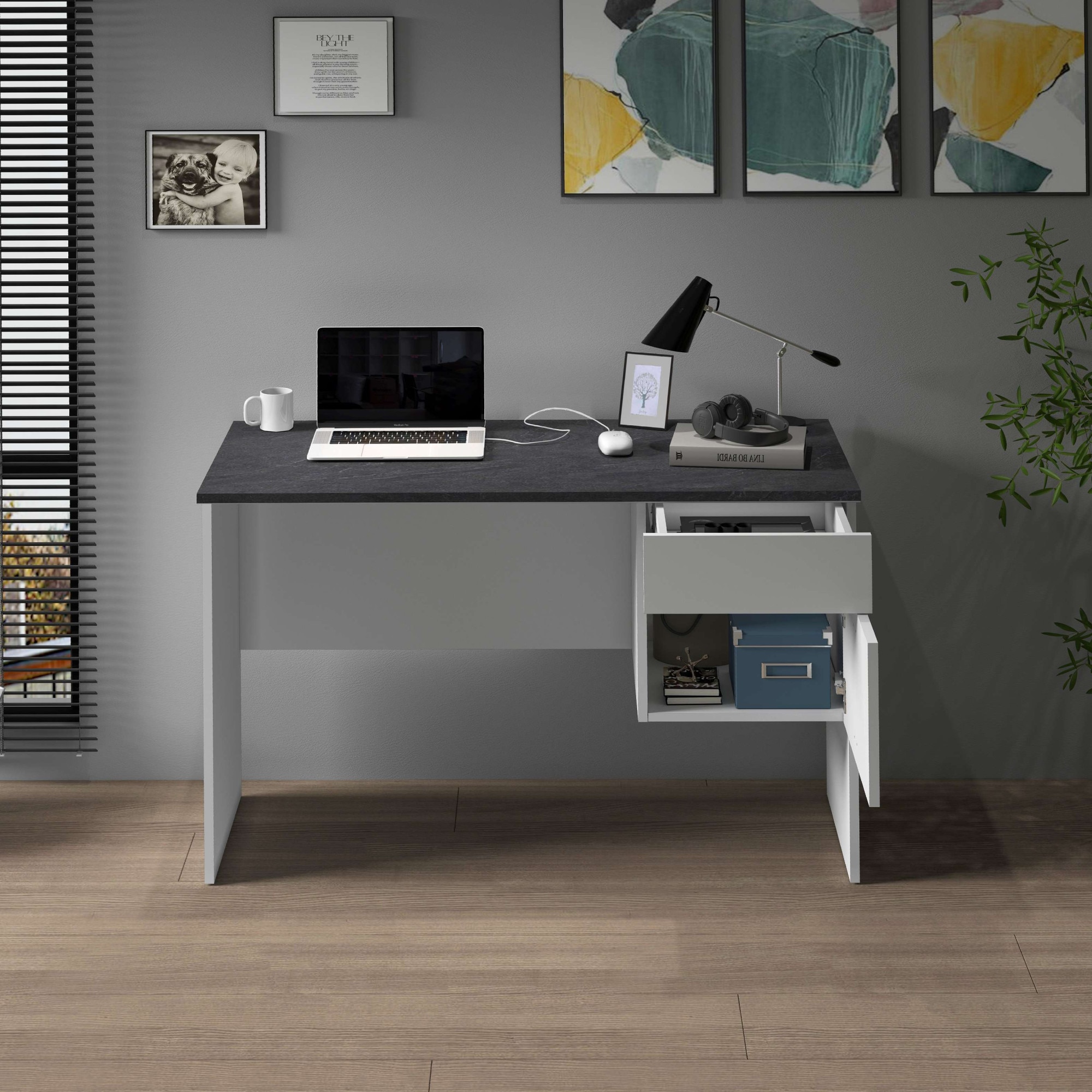 Home affaire Schreibtisch »Sunrise, kleiner Computertisch, Bürotisch« mit 1 Tür & 1 Schublade, Tischplatte Breite 110 cm, Made in Italy