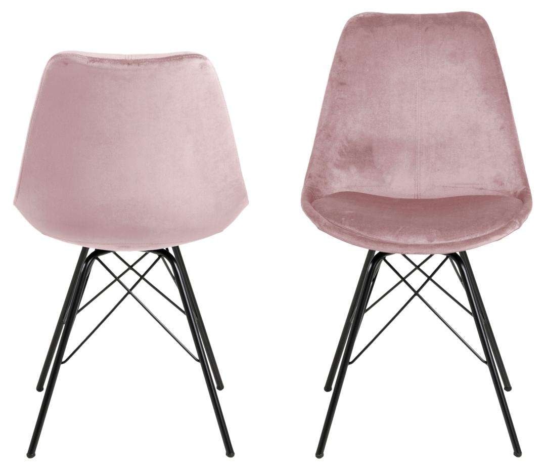 ACTONA GROUP Chaise de salle à manger »Esstischstuhl Eris - modern und stilvoll in verschiedenen Farben« (Ensemble) 2 cuisStoff dusty rose, schwarzes Stahlgestell. 48,5x54x85,5 cm