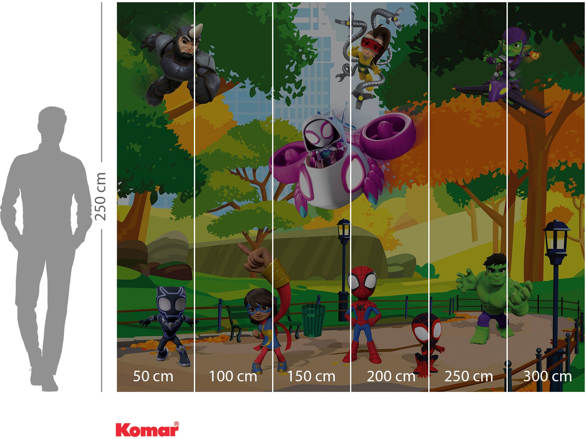 Komar Fototapete »Digitaldruck Vlies - Spidey Scavenger Hunt - Grösse 300 x 250 cm«, bedruckt, Kinderzimmer