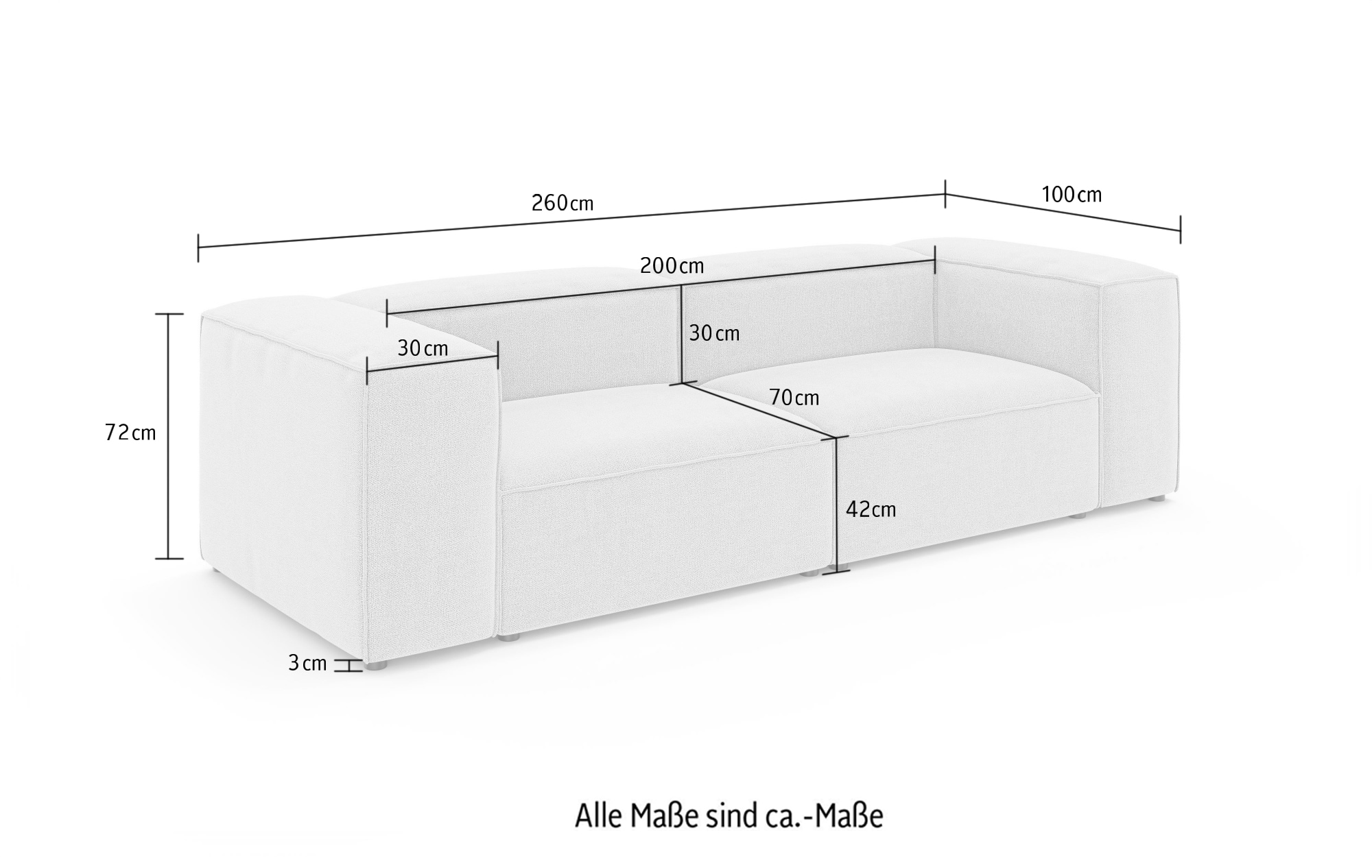 GOODproduct Canapé Big »HAILY Modularsofa, Masse B/T/H: 260/100/72 cm« als Modul oder separat verwendbar, für individuelle Zusammenstellung