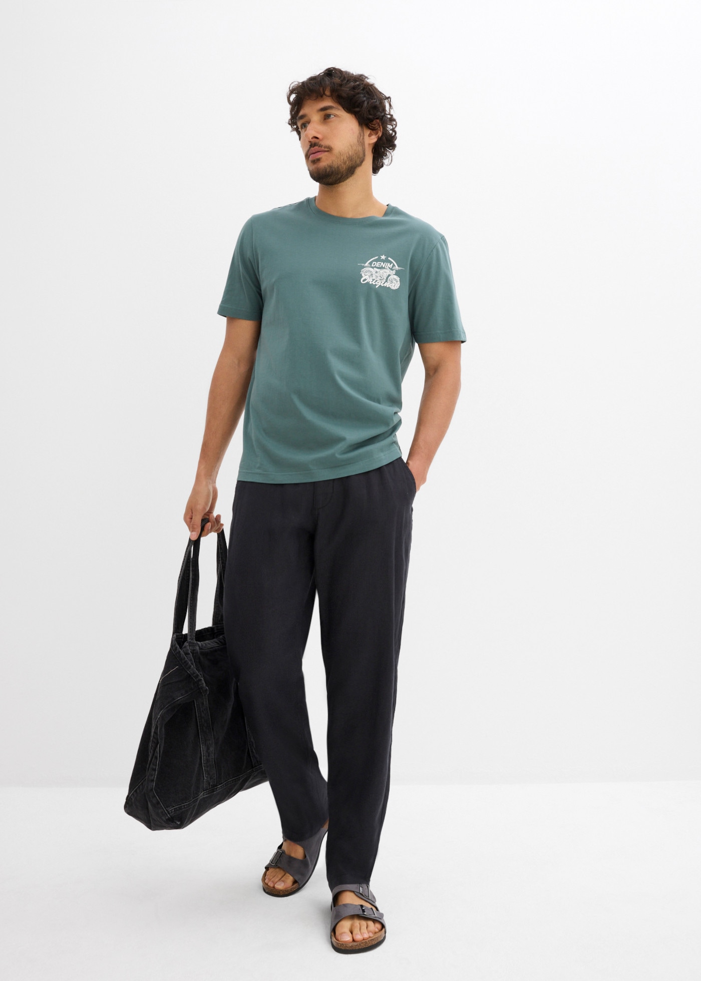 bonprix T-Shirt Packung, 2er,  aus reiner Baumwolle, mit Rundhalsausschnitt, Kurzarm, Regular Fit
