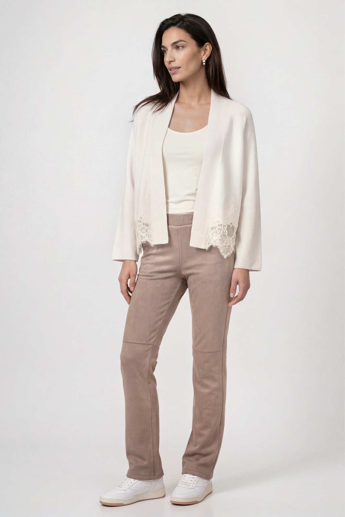 Monari Pantalon à enfiler »Hose Velours 78cm«  coupe régulière avec ceinture élastique