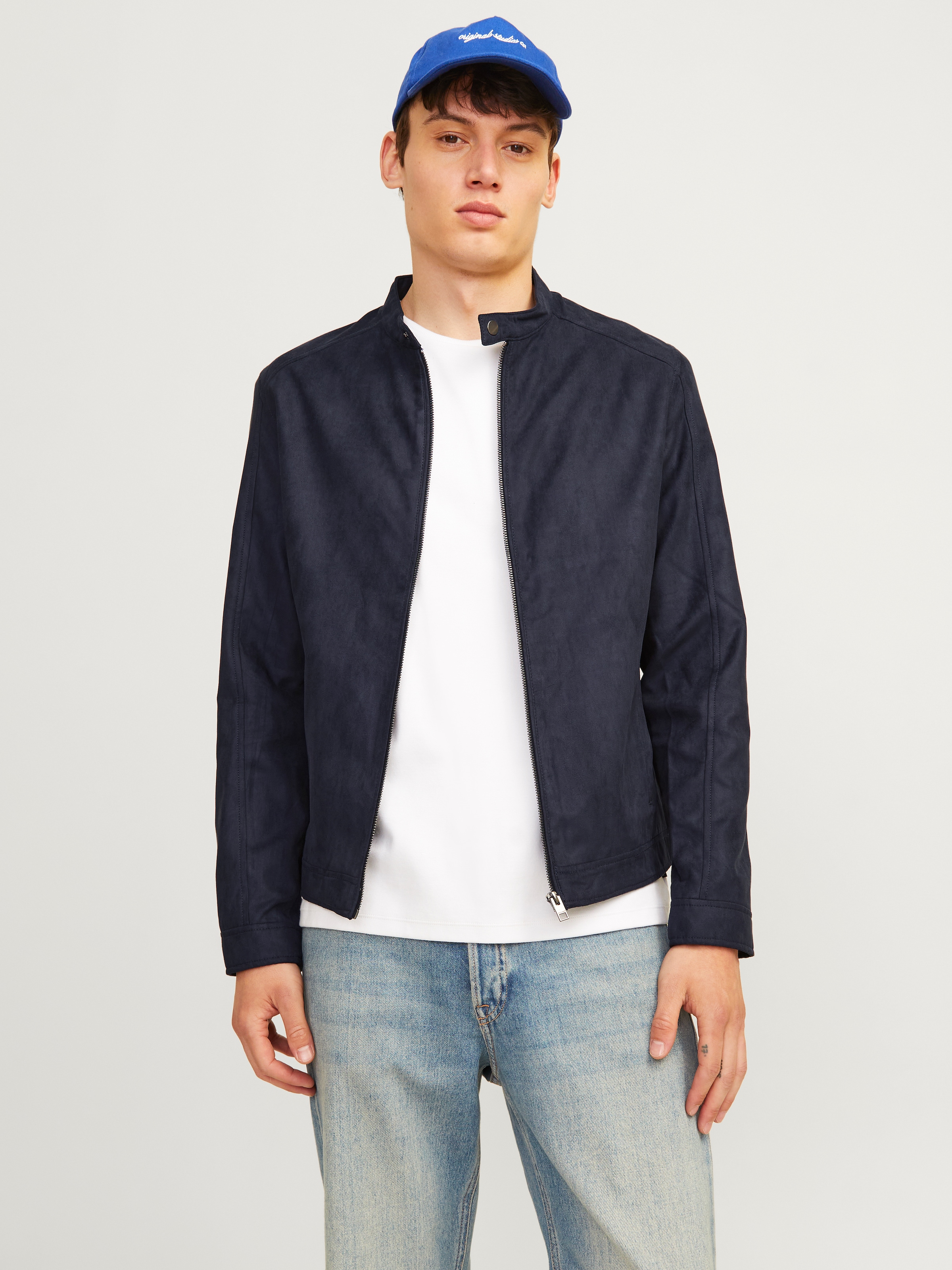 Jack & Jones Veste en imitation cuir »JJEDYLAN CLEAN JACKET NOOS« ohne Kapuze mit Bandkargen