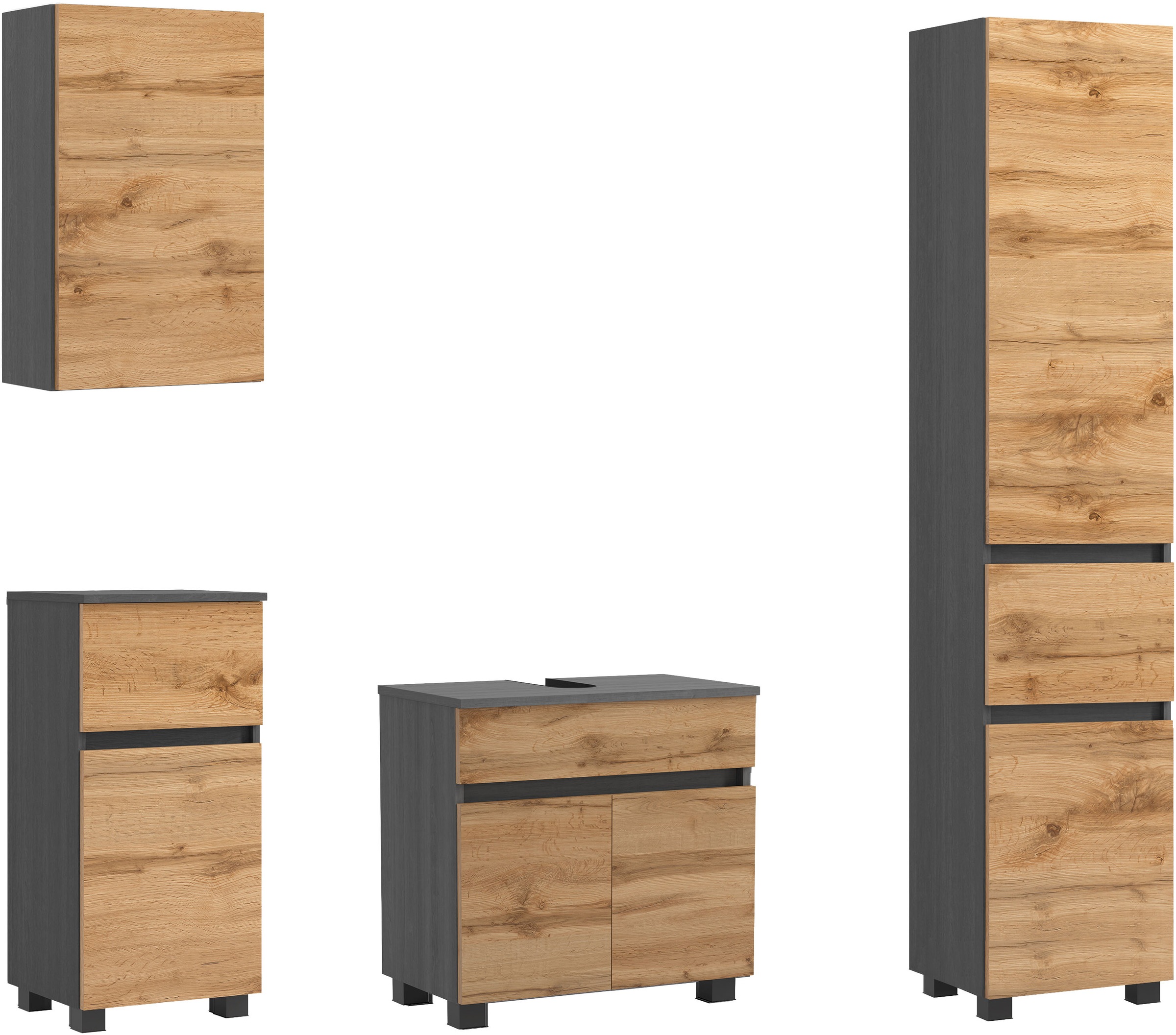 Image of GOODproduct Badmöbel-Set "BOZEN, 4-tlg. Unterbecken-Set - Seitenschrank"