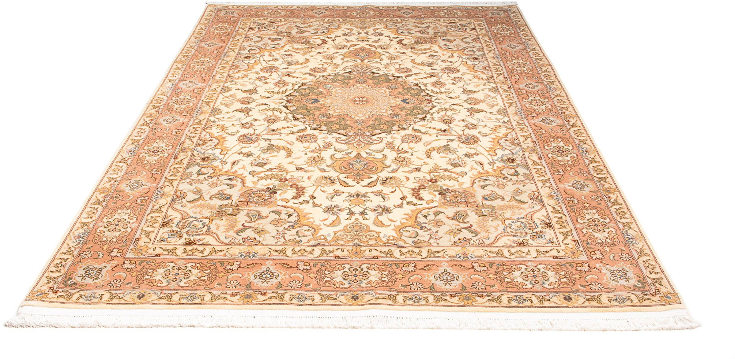 Image of morgenland Orientteppich »Perser - Täbriz - Royal - 244 x 168 cm - beige«, rechteckig, 7 mm Höhe, Wohnzimmer, Handgeknüpft, Einzelstück mit Zertifikat bei Ackermann Versand Schweiz
