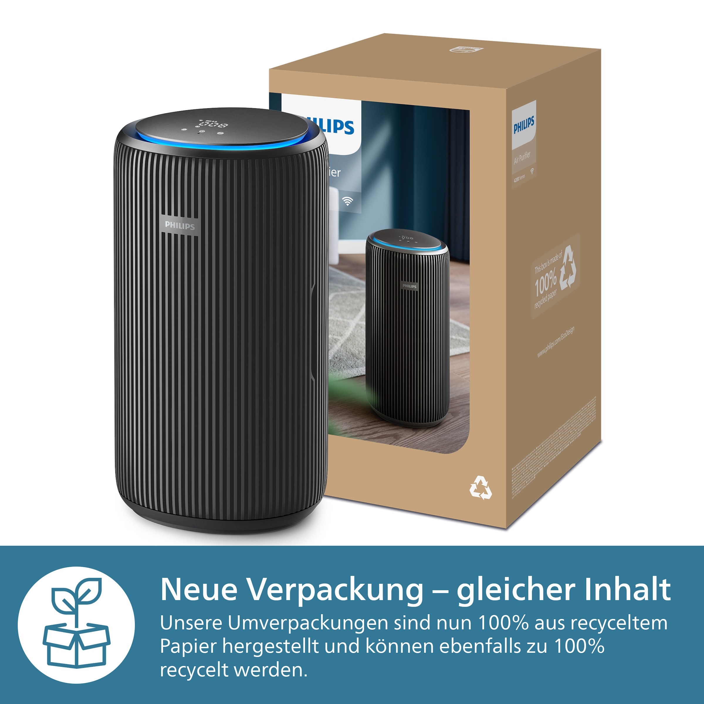 Philips Purificateur d'air »AC4221/11 PureProtect Pro 4200 Series, Luftreinigungsrate 600 m³/h« für 156  m² Räume 4-Schichten-HEPA-Filtersystem, leise