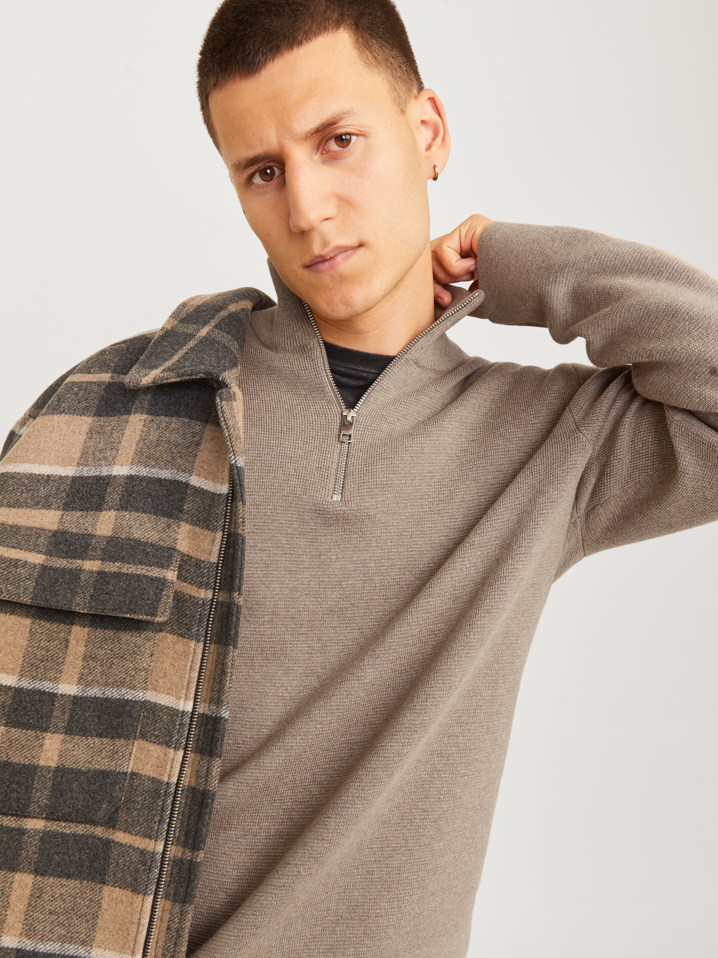 Jack & Jones Troyer »JPRBLAMILANO STITCH KNIT HALF ZIP SN« mit kurzem Reissverschluss