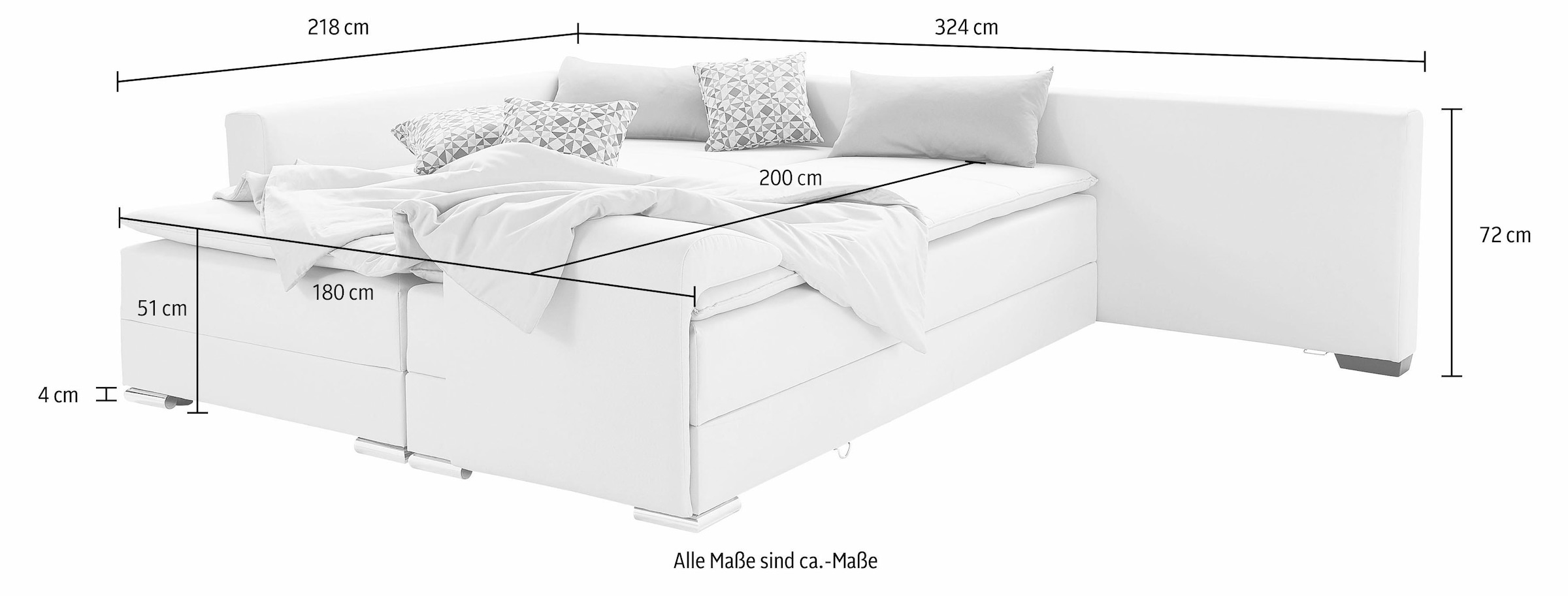 INOSIGN Ecksofa »Night & Day L-Form mit Dauer-Schlaffunktion mit Armlehne«, mit Boxspring-Bettfunktion 180x200 cm und Bettkasten, Dauerschläfer!