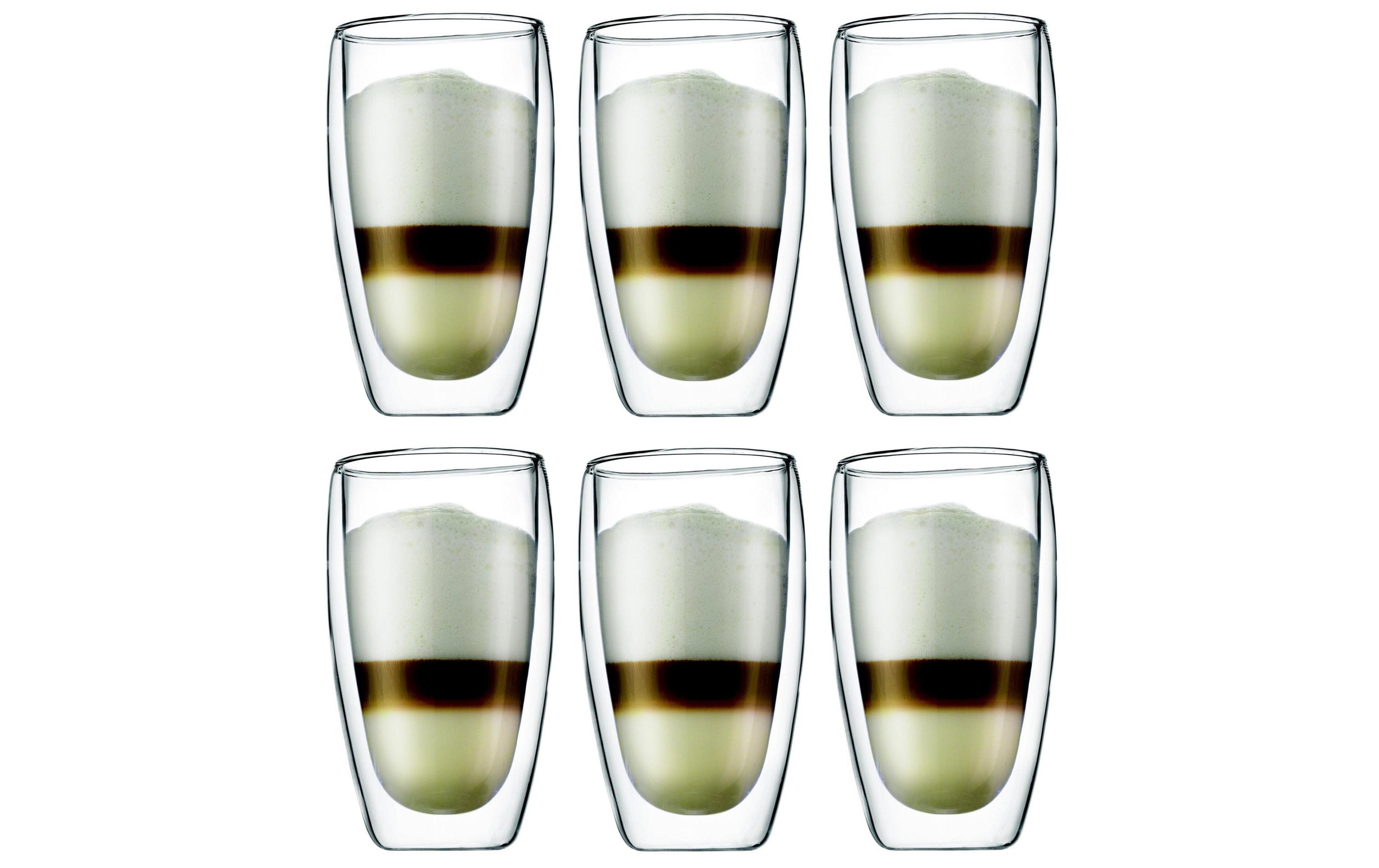 Bodum Latte-Macchiato-Glas »Kaffeeglas Pavina 4,5 dl, 6 Stück, Transparent«, (Set, 6 tlg.), 6 teilig