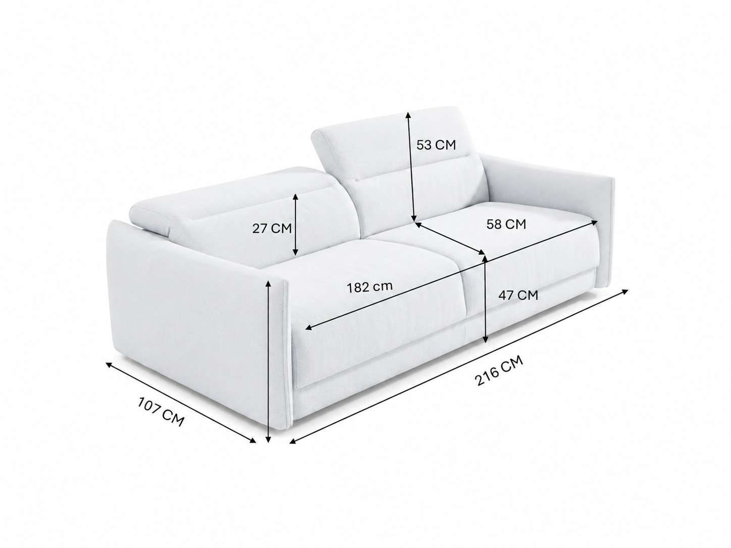 Egoitaliano Canapé-lit »FOX, 216 cm, Made in Italy-Designsofa mit Dauerschlaffunktion« Canapé-lit, microfibre de luxe avec appuie-têtes réglables