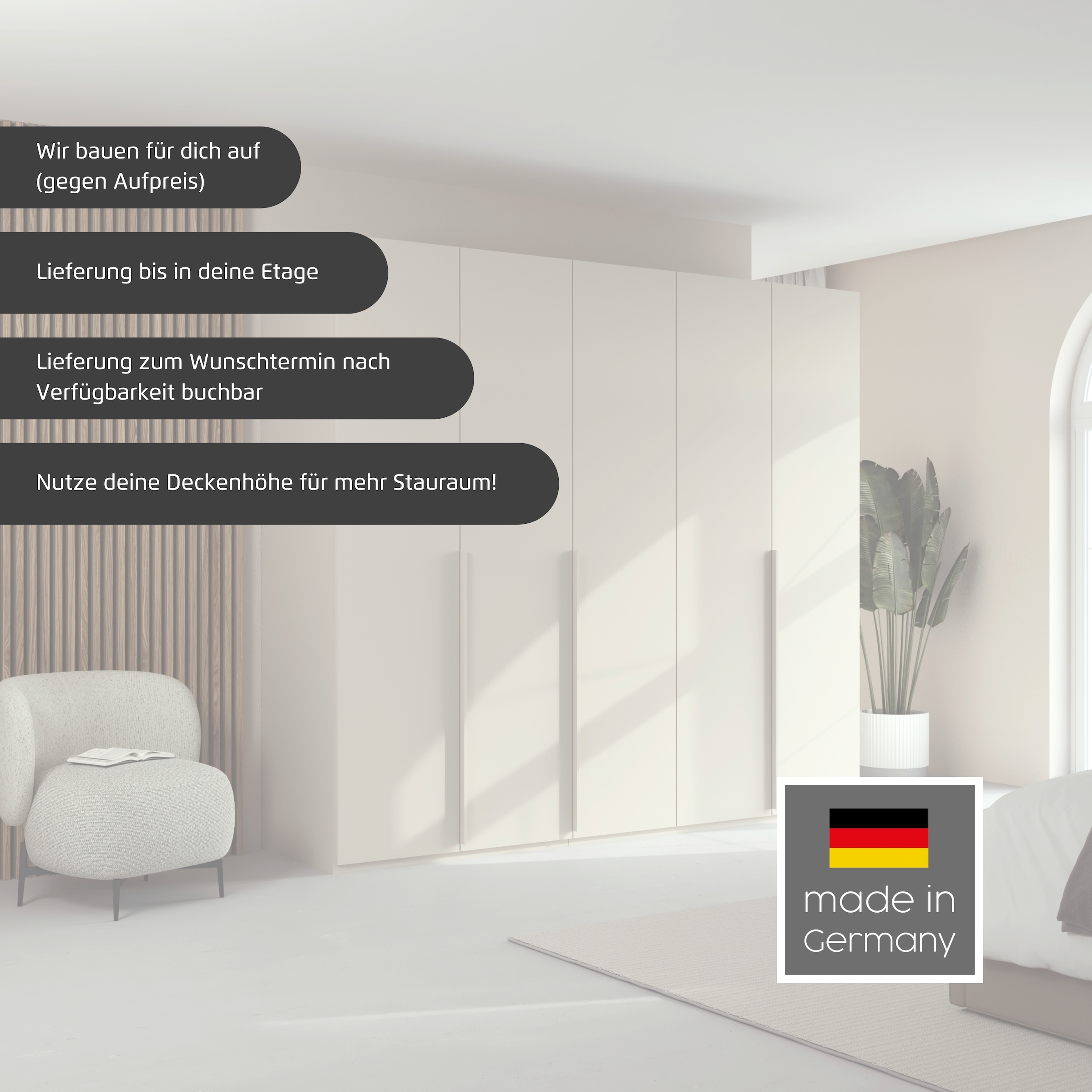 LeGer Home by Lena Gercke Kleiderschrank »Schrank Garderobe Ankleide Schlafzimmer Flur SERINA Eyecatcher« in 6 Breiten, 3 Ausführungen und mit Front Glas oder Dekor MADE IN GERMANY