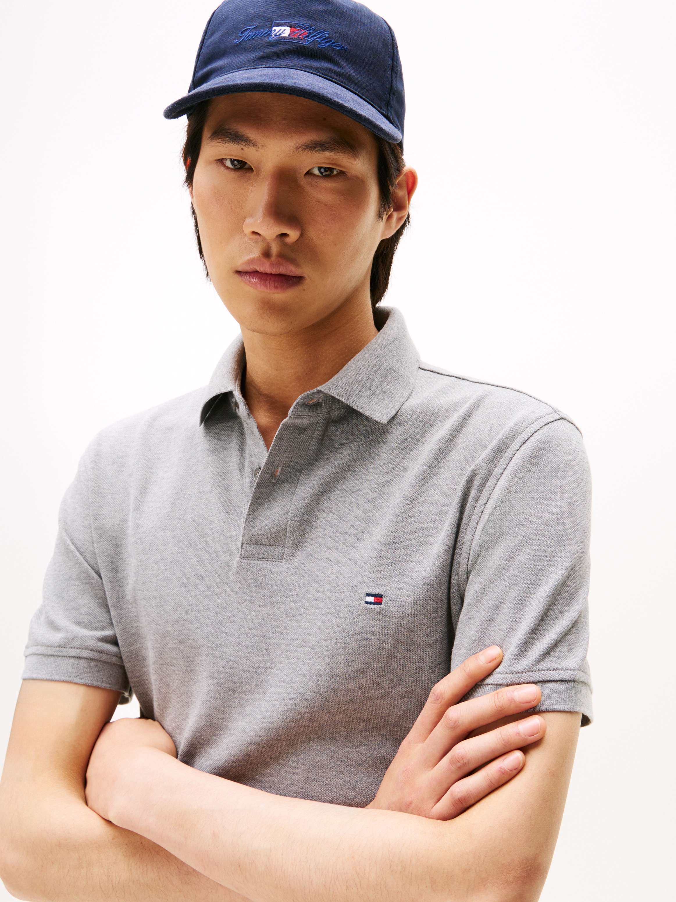 Tommy Hilfiger Poloshirt »1985 REGULAR POLO mit Kontraststreifen und Knopfleiste«, unifarben, sportlich, regular fit, Baumwollmix, Polokragen