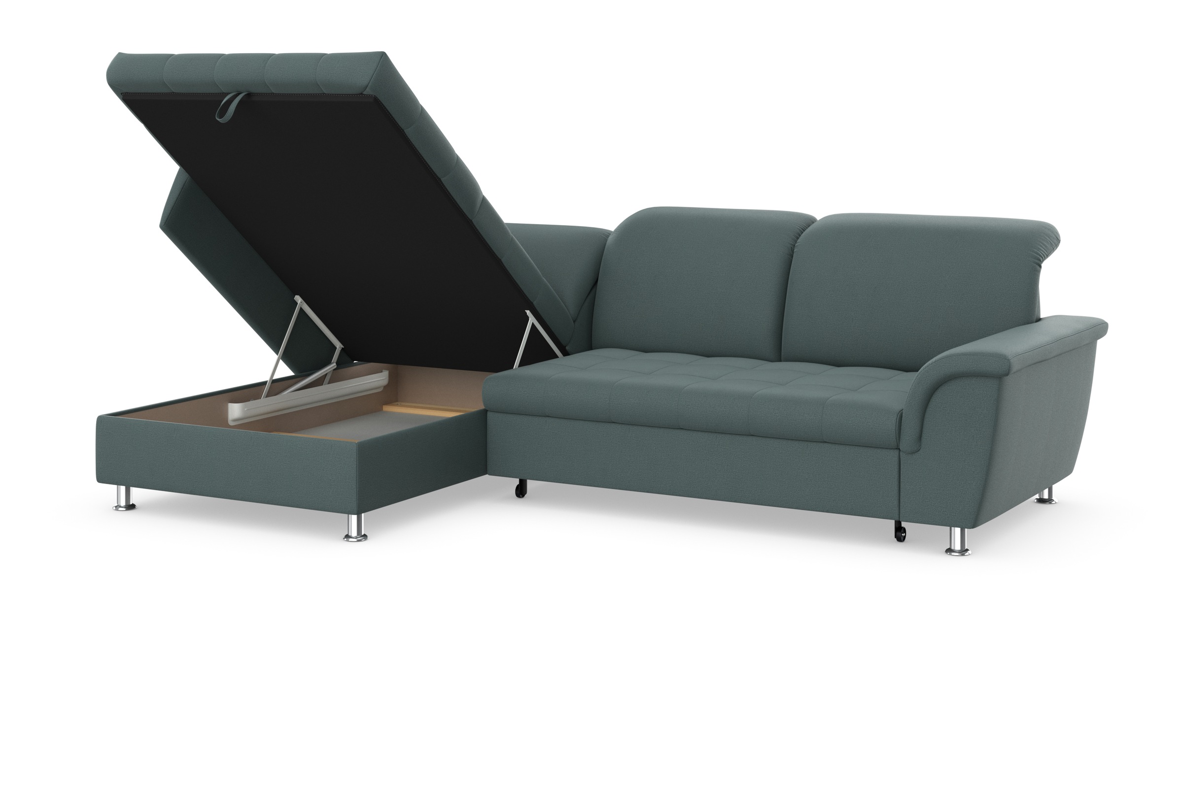 DOMO collection Ecksofa Franzi, wahlweise mit Bettfunktion, Bettkasten und Kopfteilverstellung