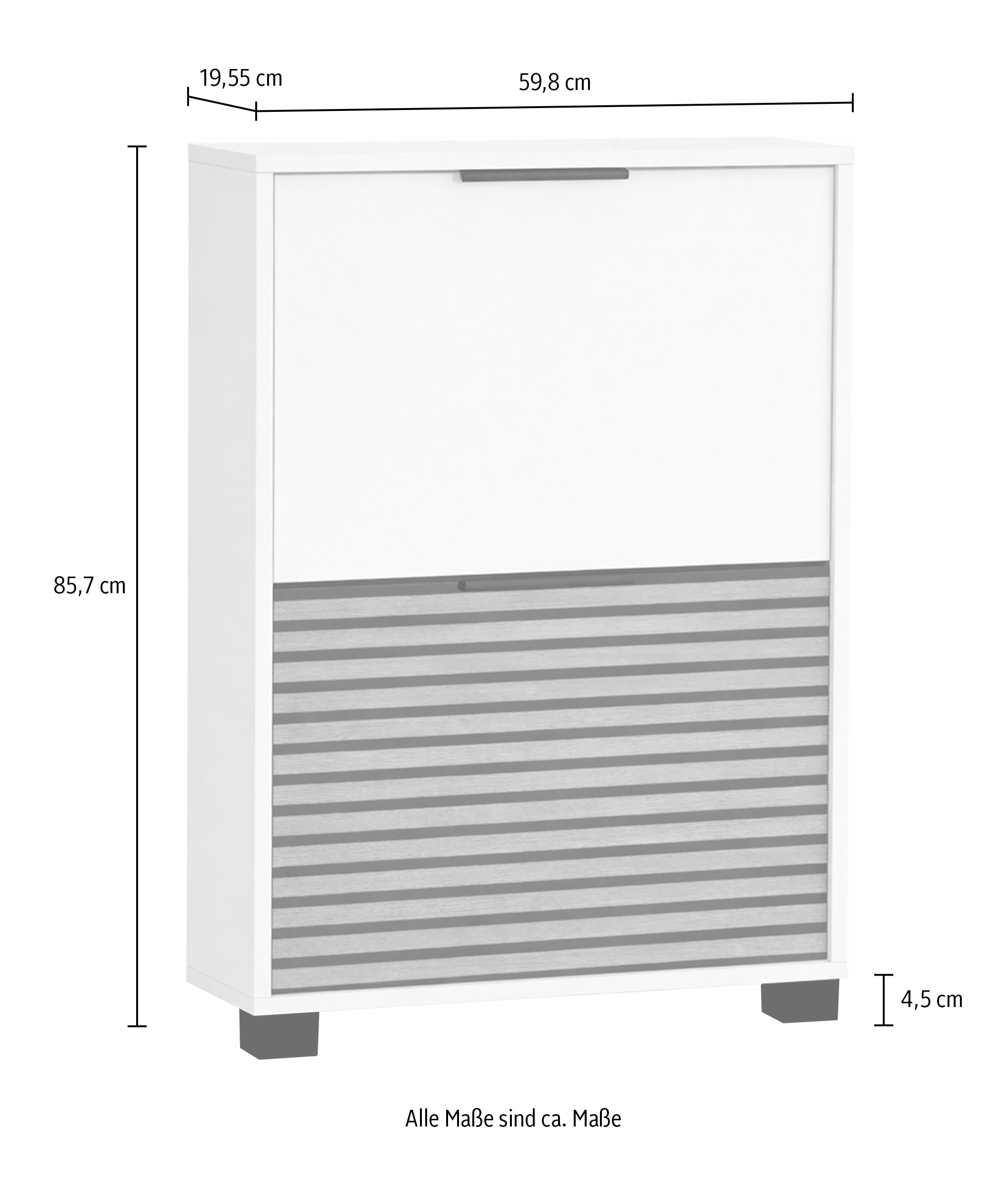 Schildmeyer Schuhschrank »LOFT, 2 Klappen, Breite 59,8 cm, akustik-optik, MADE IN GERMANY« 1 Stk. tlg. eine Klappe in Akustikplatten-Optik,  MADE IN GERMANY