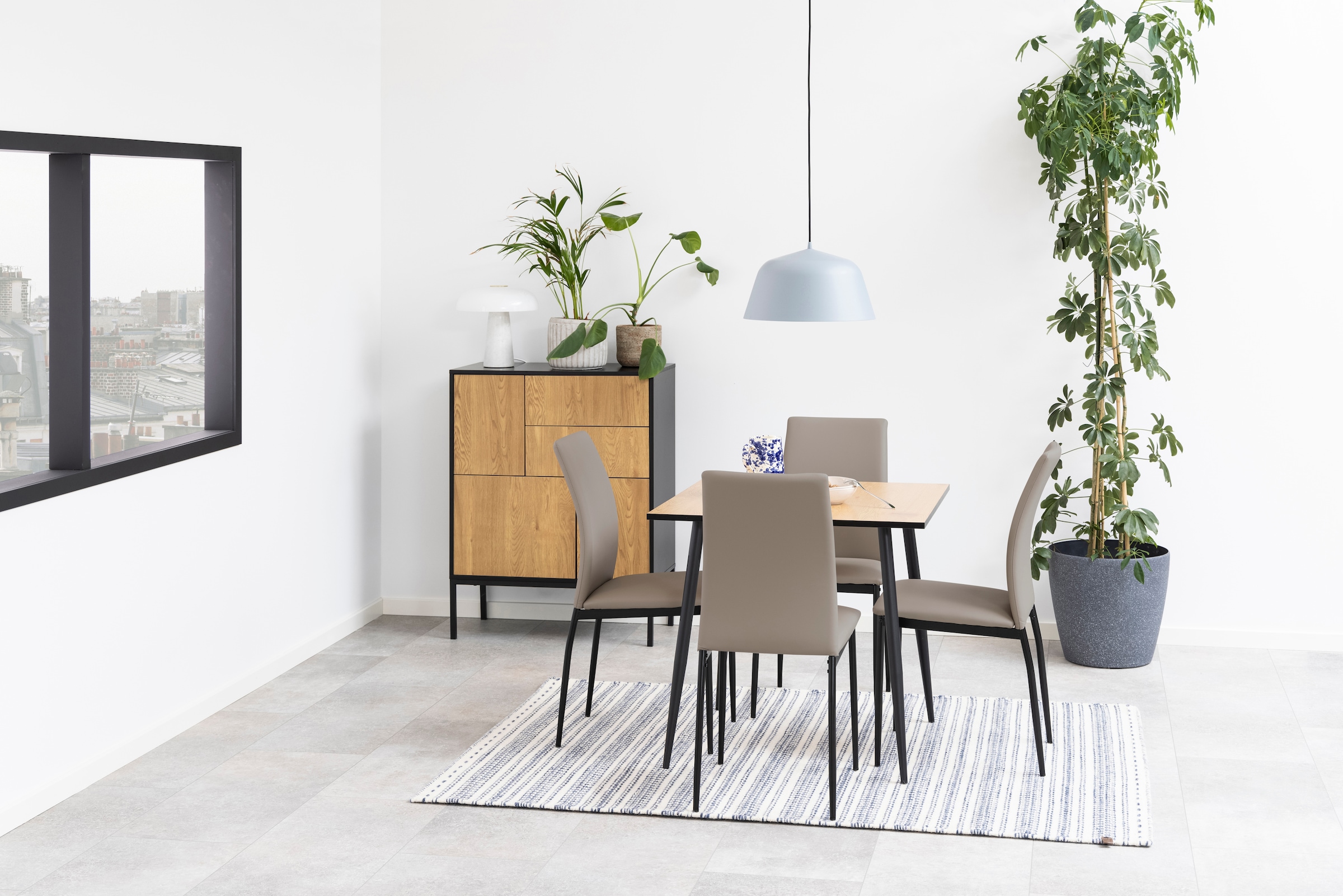 ACTONA GROUP Buffet 1,  avec imitation chêne sauvage, 3 portes et 2 tiroirs, largeur 80 cm