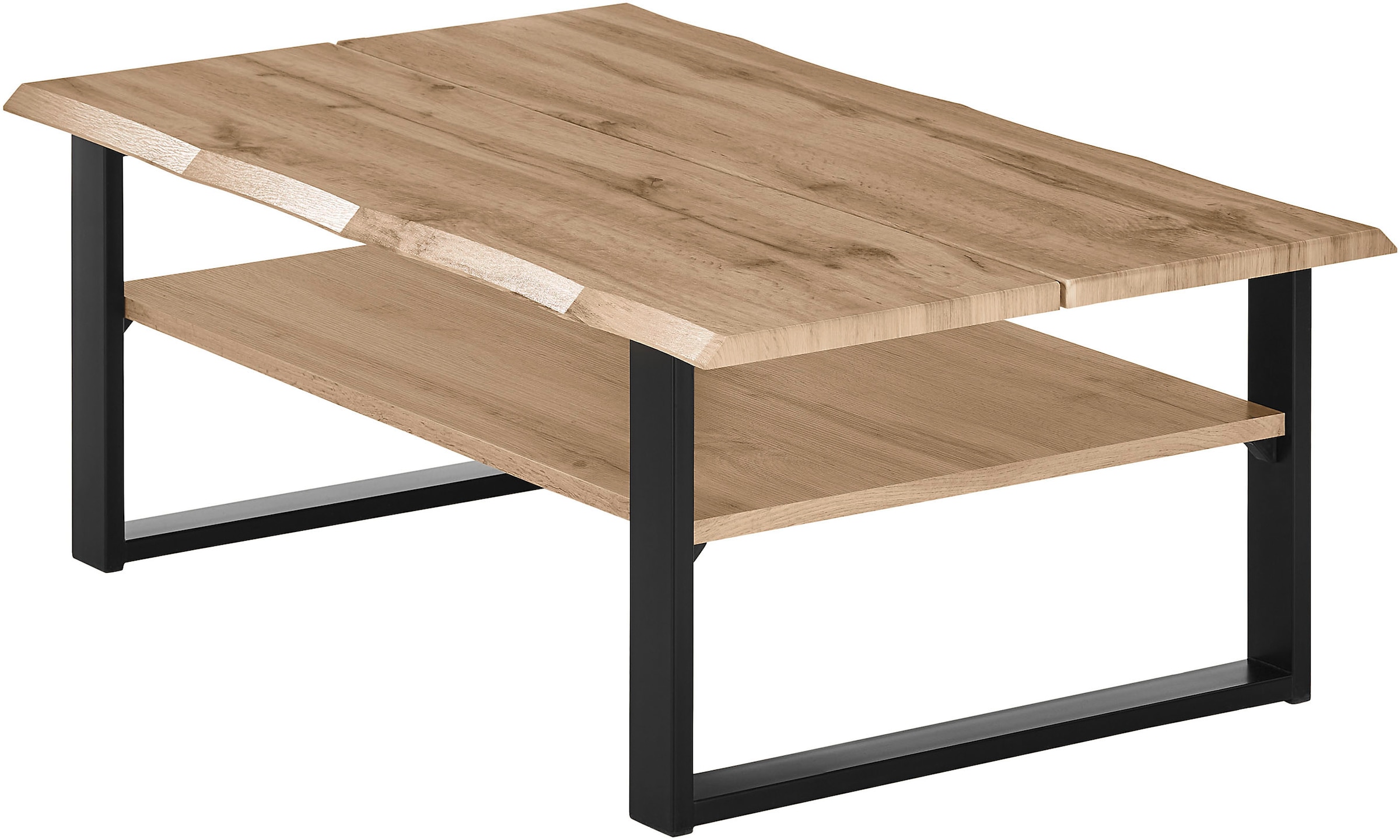 Image of Stolkom Couchtisch "Venice Wohnzimmertisch mit Baumkante, BxHxT 107x40x66 cm" Baumkantenoptik, Industrial Style, 1 Ablageboden, Wotan Eiche Optik