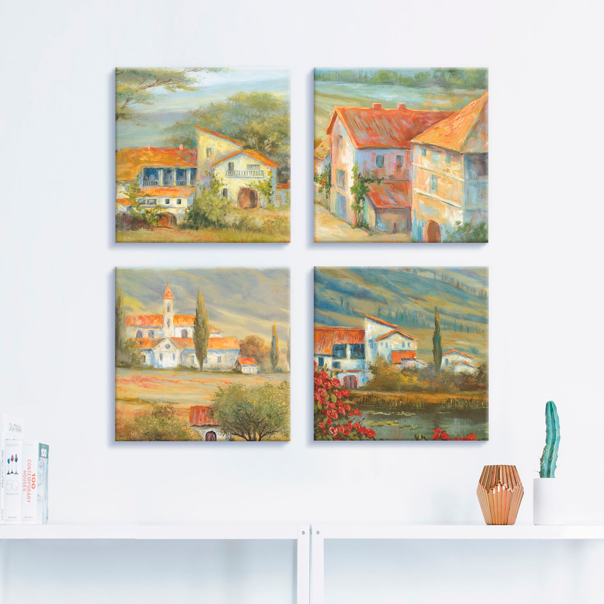 Artland Leinwandbild »Provence Lavendelwiese Mohnlandschaft«, Europa, (4 St.), 4er Set, verschiedene Grössen