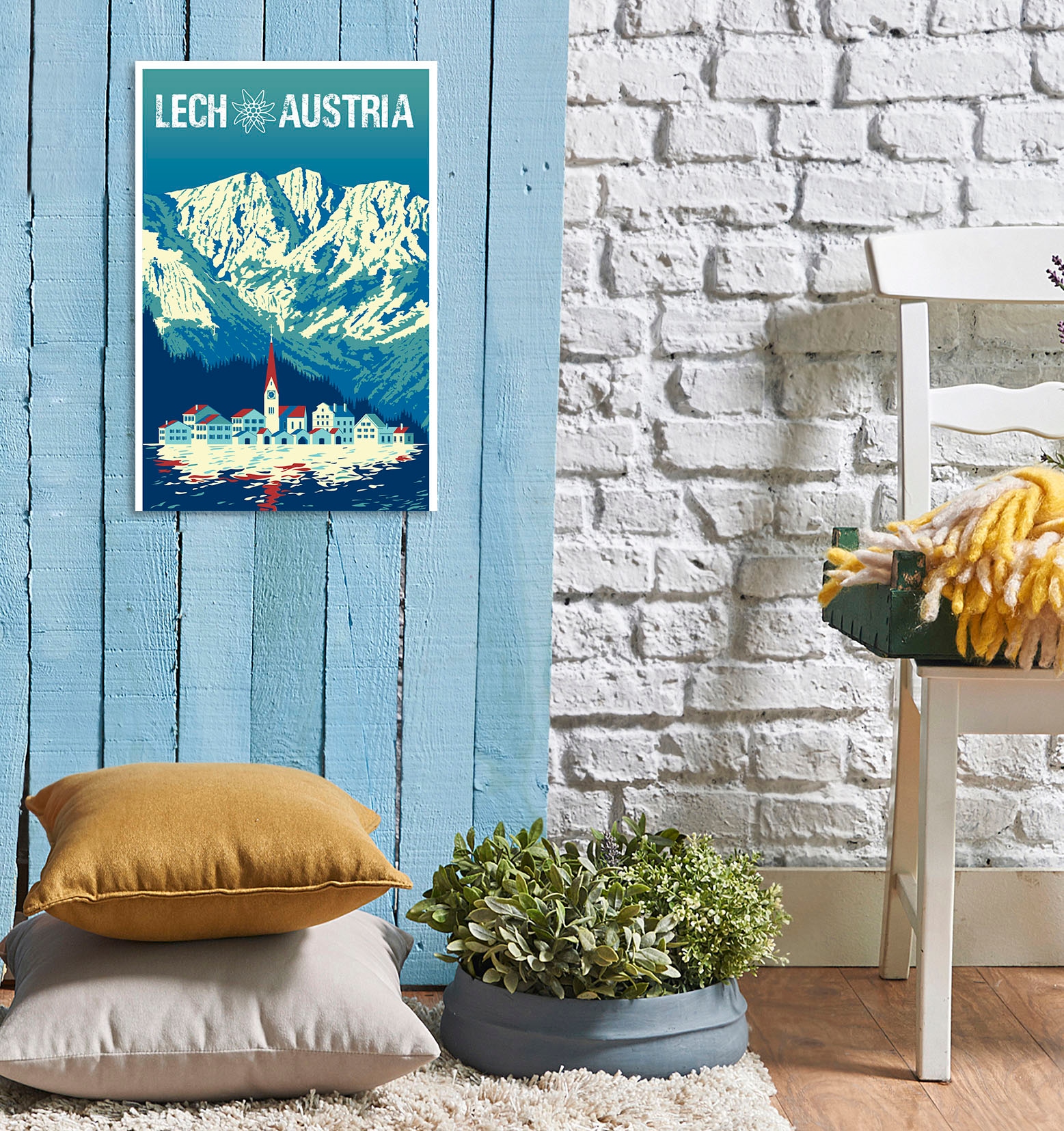 Image of queence Metallbild "Lech" Berge & Alpenbilder 1 Stk. tlg. Stahlschilder