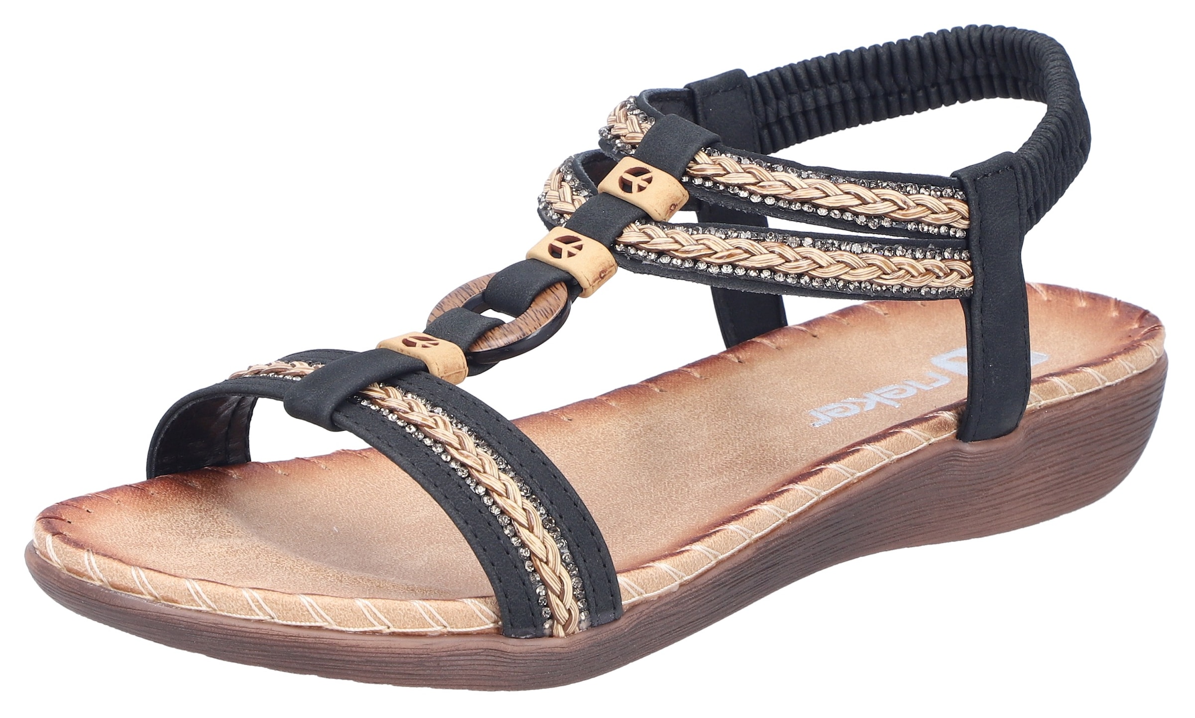 Image of Rieker Sandale Sommerschuh, Urlaubsschuh, Schlupfsandale mit Gummizug