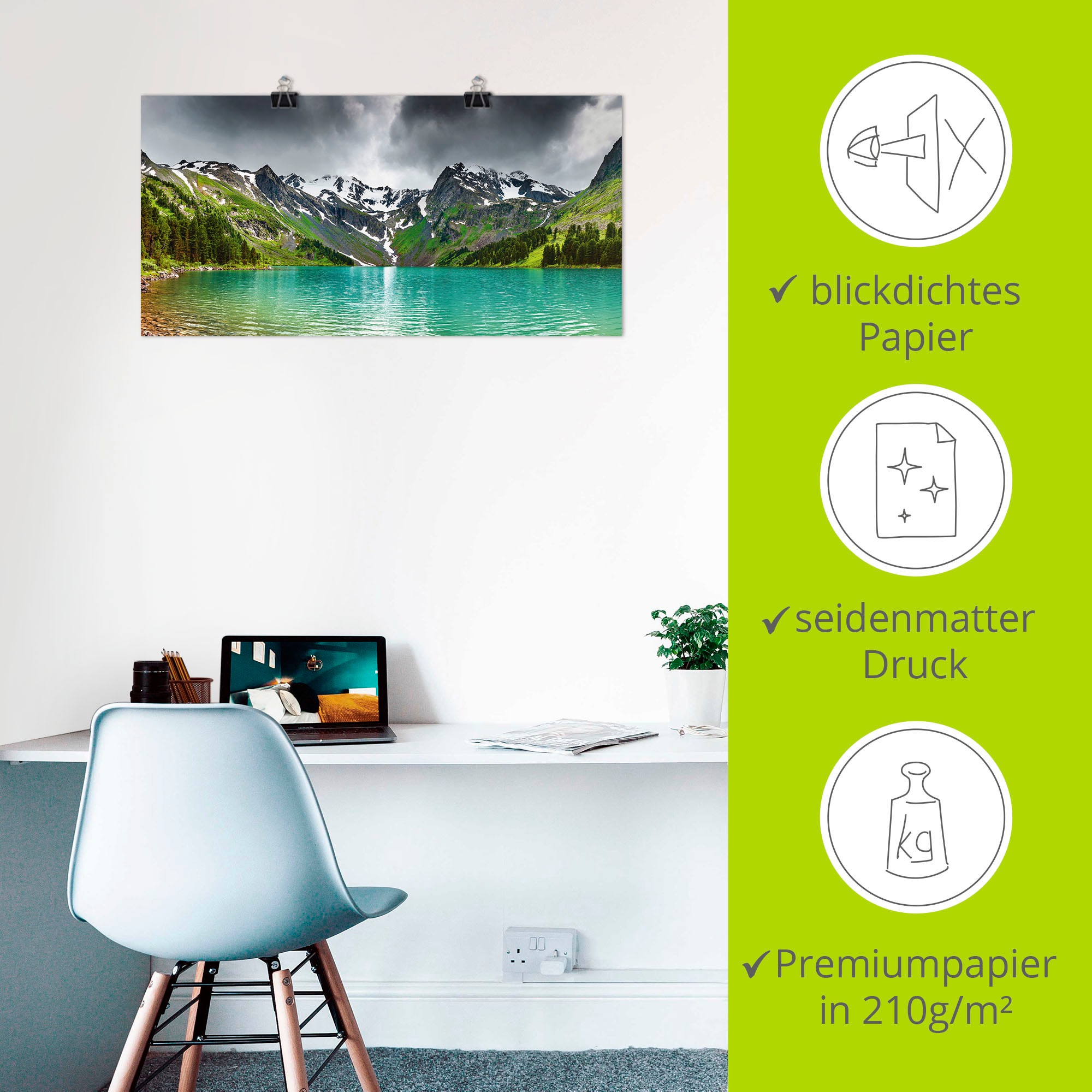 Artland Wandbild »Bergsee«, Berge, (1 St.), als Alubild, Outdoorbild, Leinwandbild, Poster in verschied. Grössen