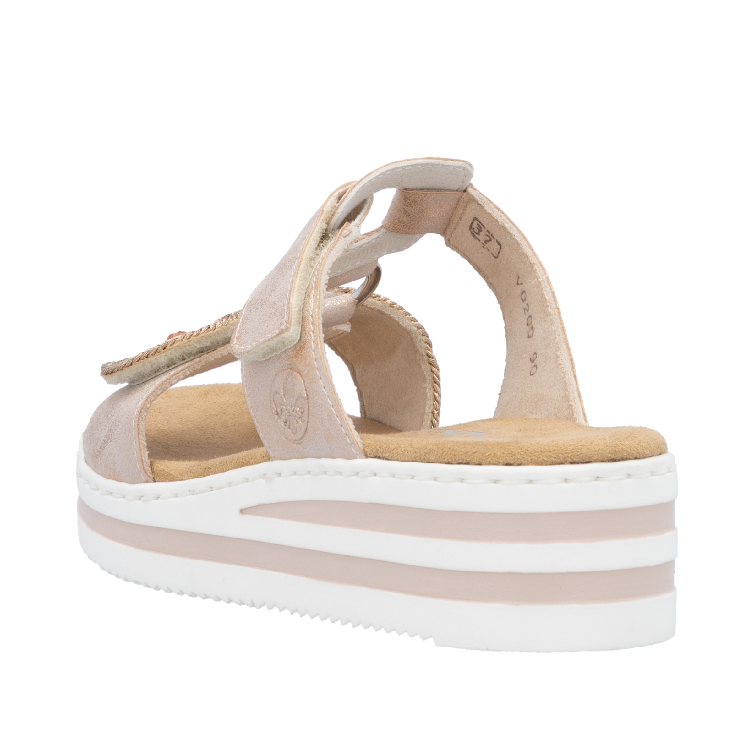 Rieker Pantolette  Chaussure d'été, chaussure de vacances avec pierres pailletées, aspect métallique