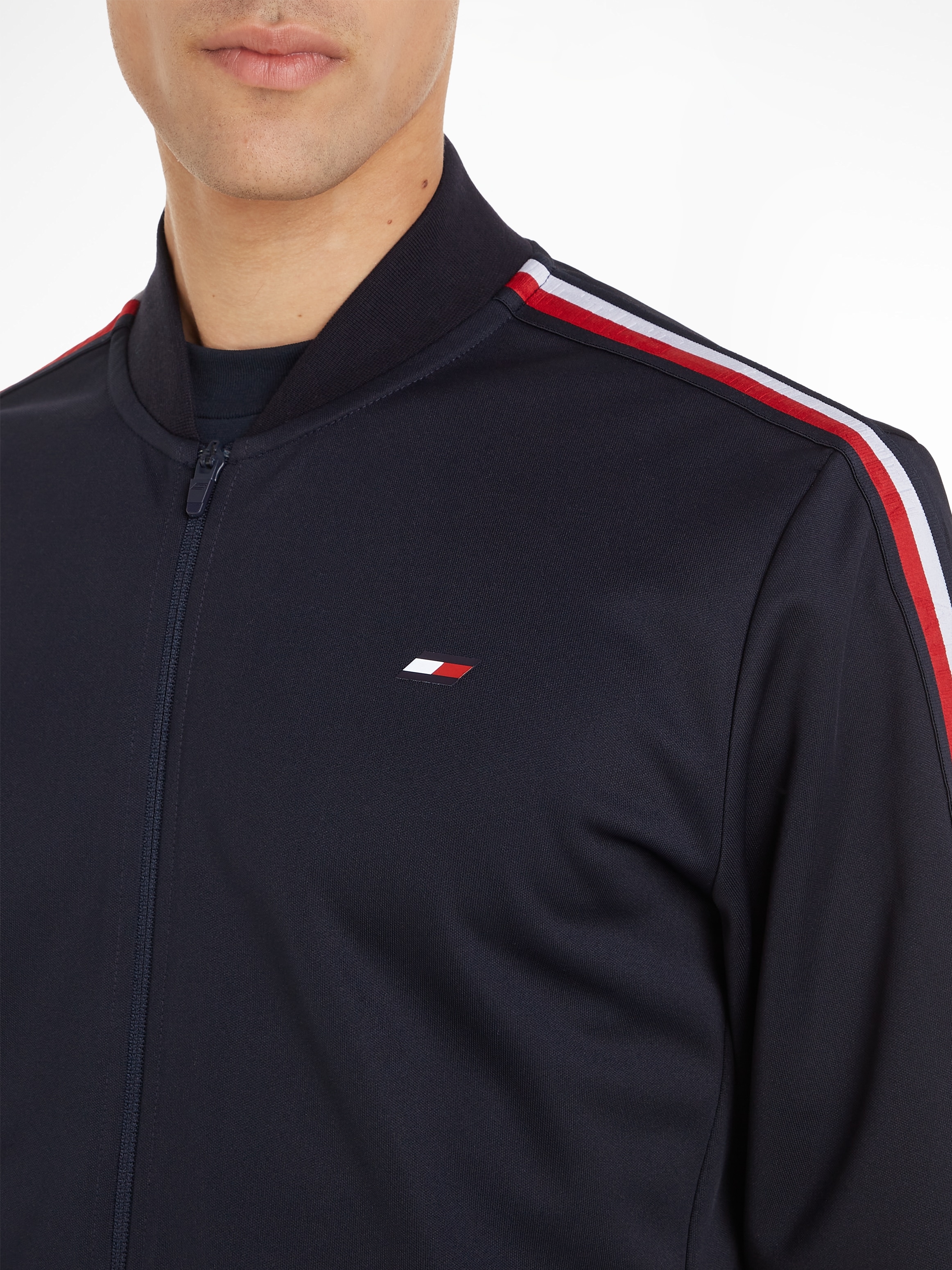 Tommy Hilfiger Sport Sweatjacke »TRIM TAPE BASEBALL COLLAR«