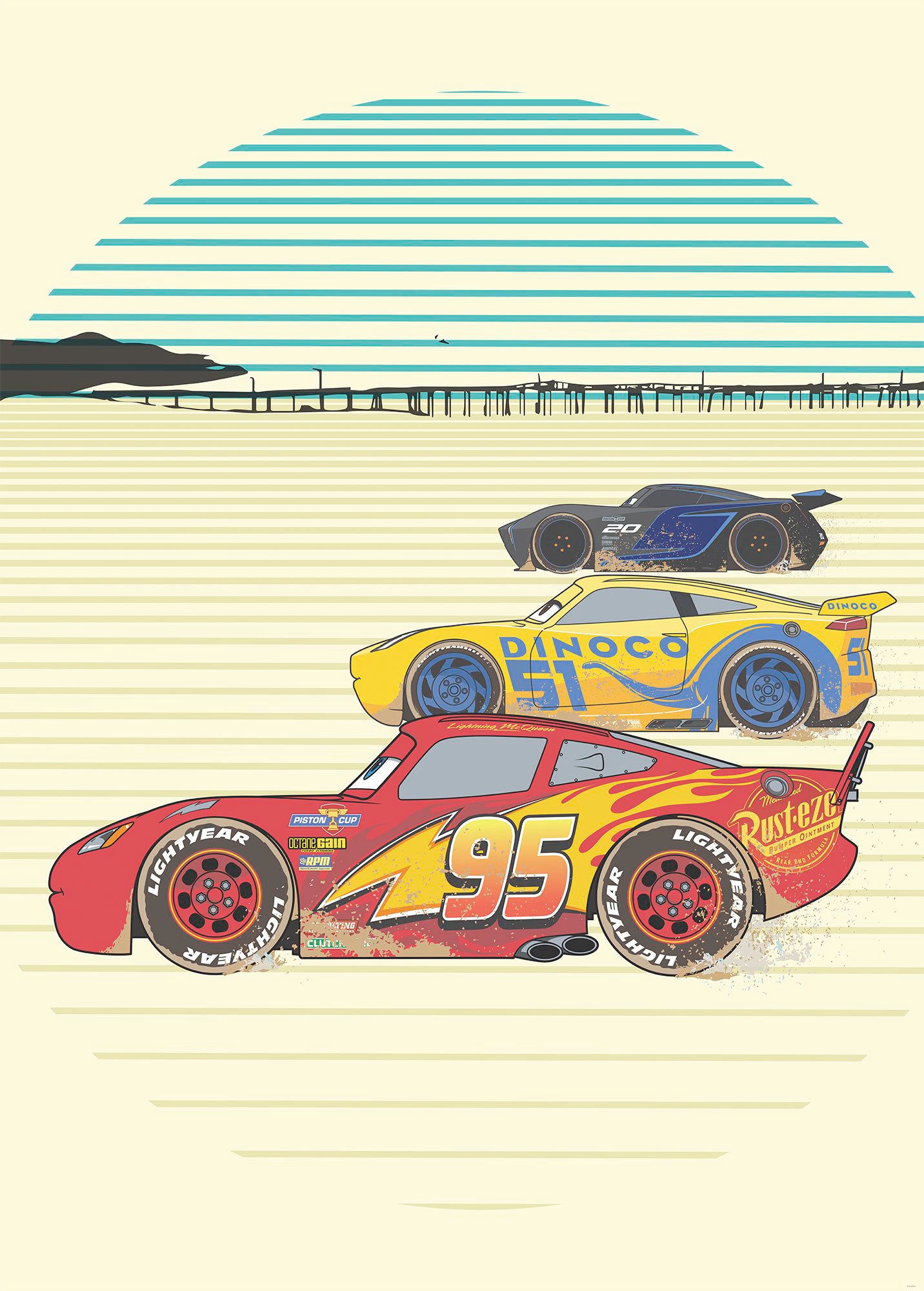 Image of Komar Fototapete »Cars Stream Lines«, bedruckt-Comic-Retro-mehrfarbig, BxH: 200x280 cm bei Ackermann Versand Schweiz